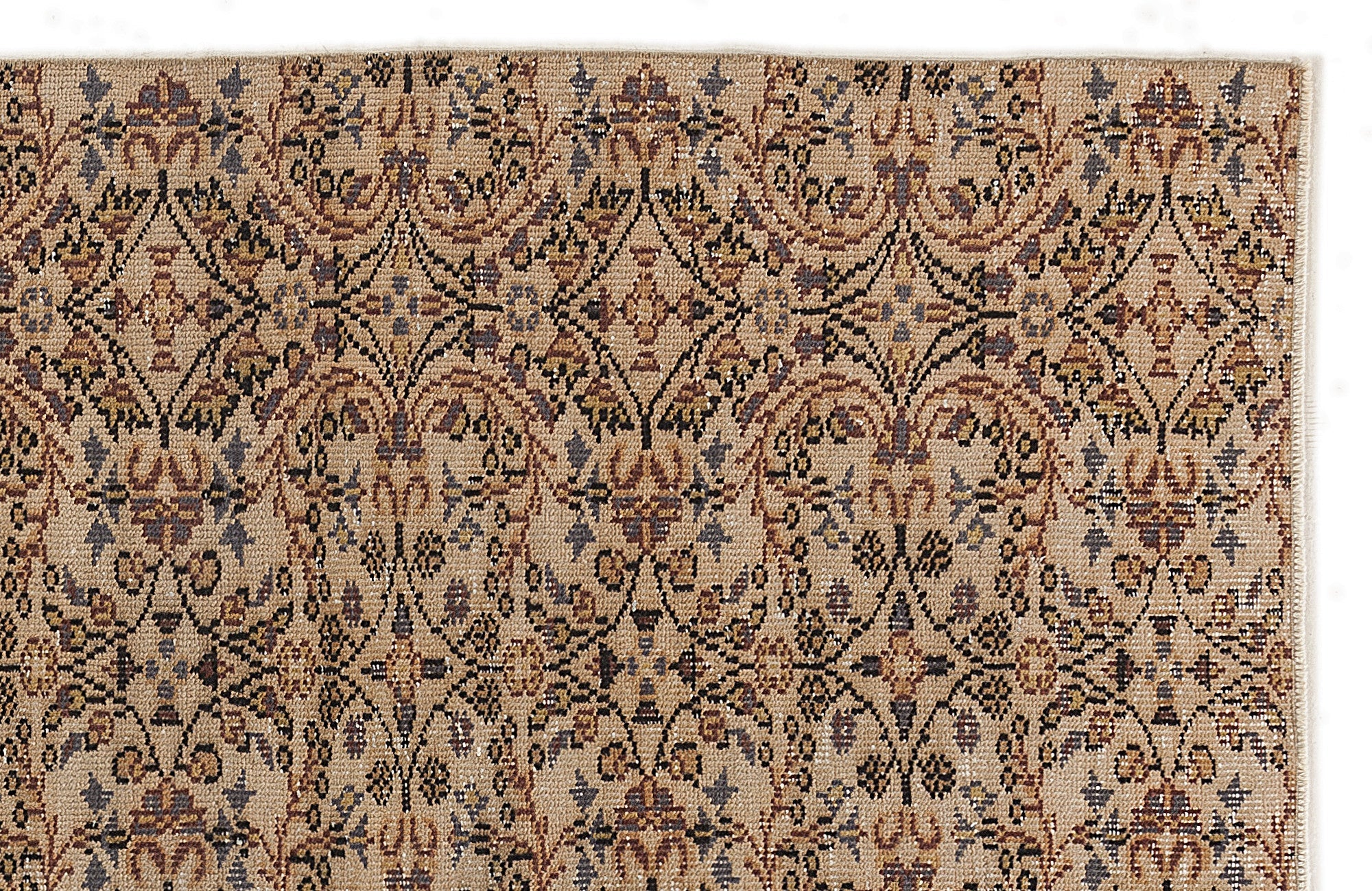Atina Beige Vintage Wool Handmade Area Rug 6'0" x 8'8"