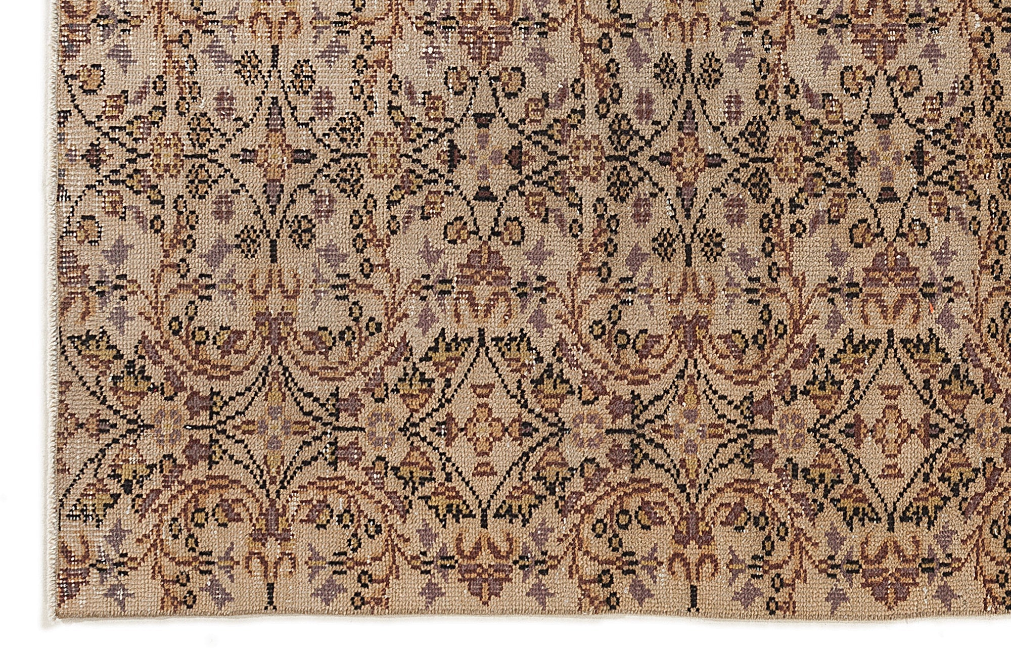 Atina Beige Vintage Wool Handmade Area Rug 6'0" x 8'8"