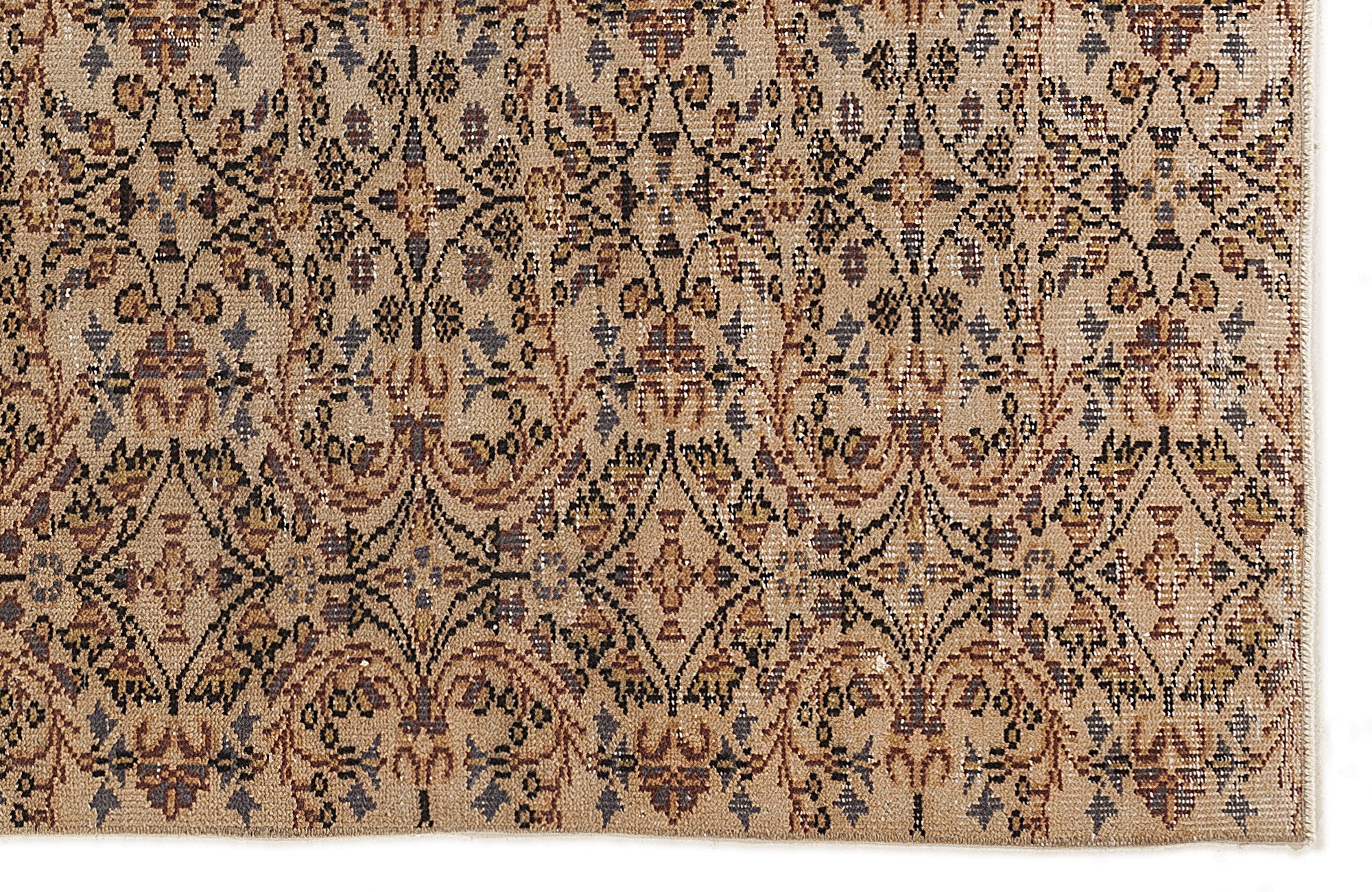 Atina Beige Vintage Wool Handmade Area Rug 6'0" x 8'8"