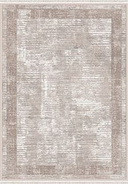Machine Made Area Rug - Beige Grey Flatweave Rug With Overlocked Edge
