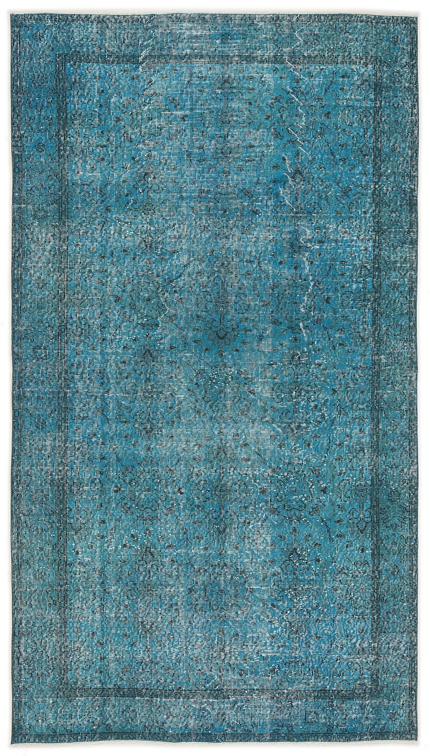 Atina Turquoise Vintage Wool Handmade Area Rug 5'5" x 8'8"