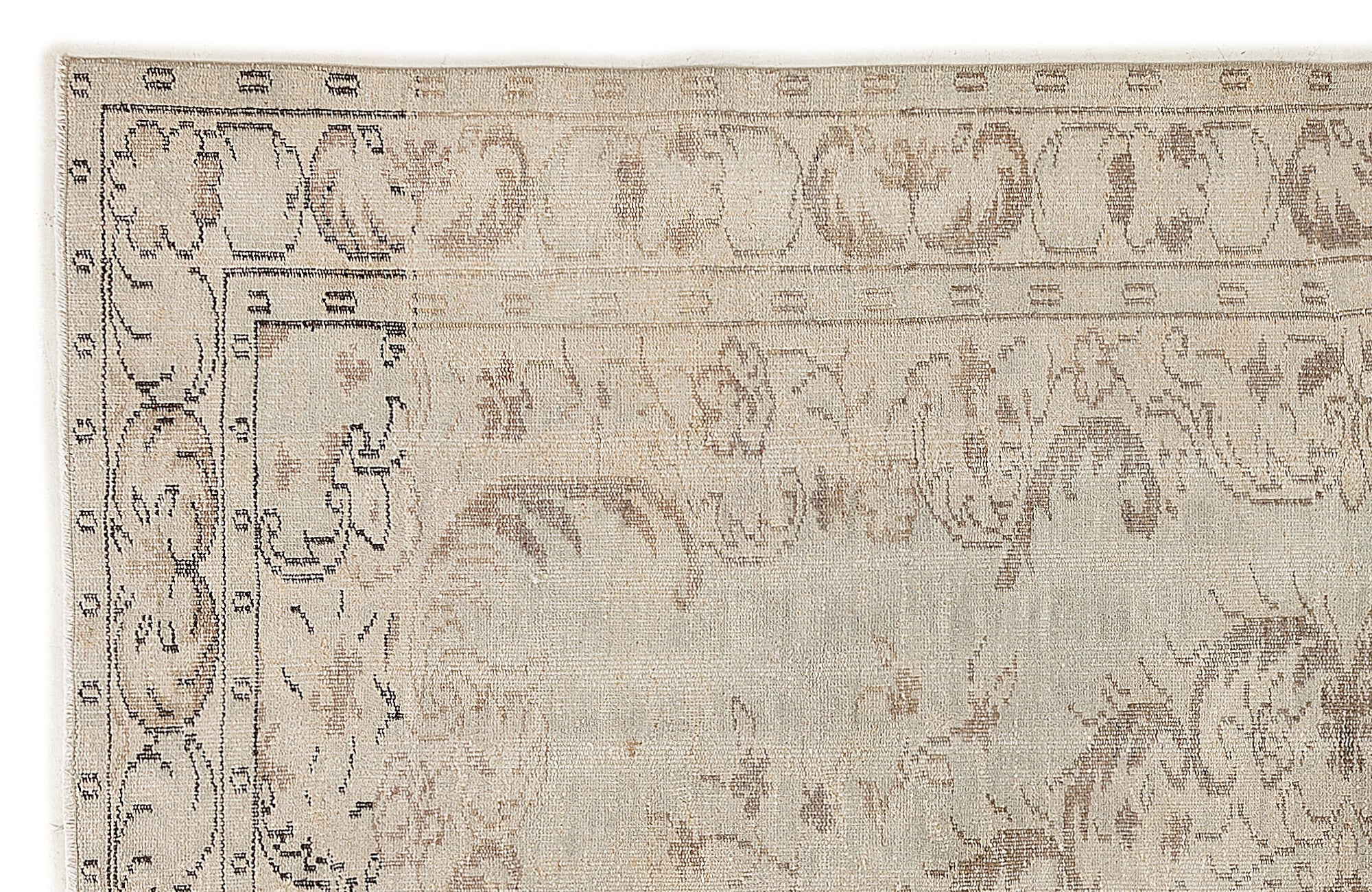 Atina Beige Vintage Wool Handmade Area Rug 6'0" x 8'10"