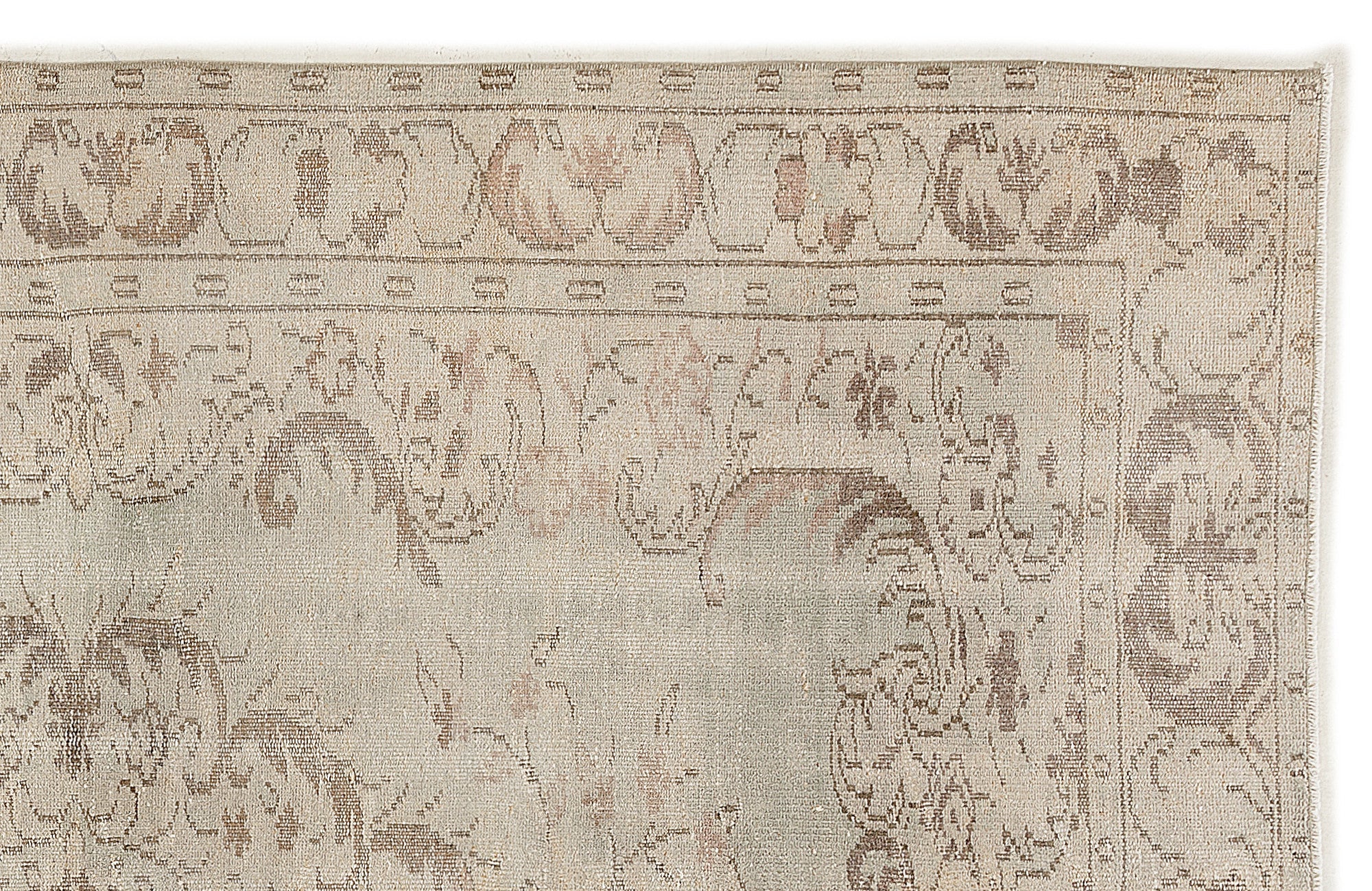 Atina Beige Vintage Wool Handmade Area Rug 6'0" x 8'10"