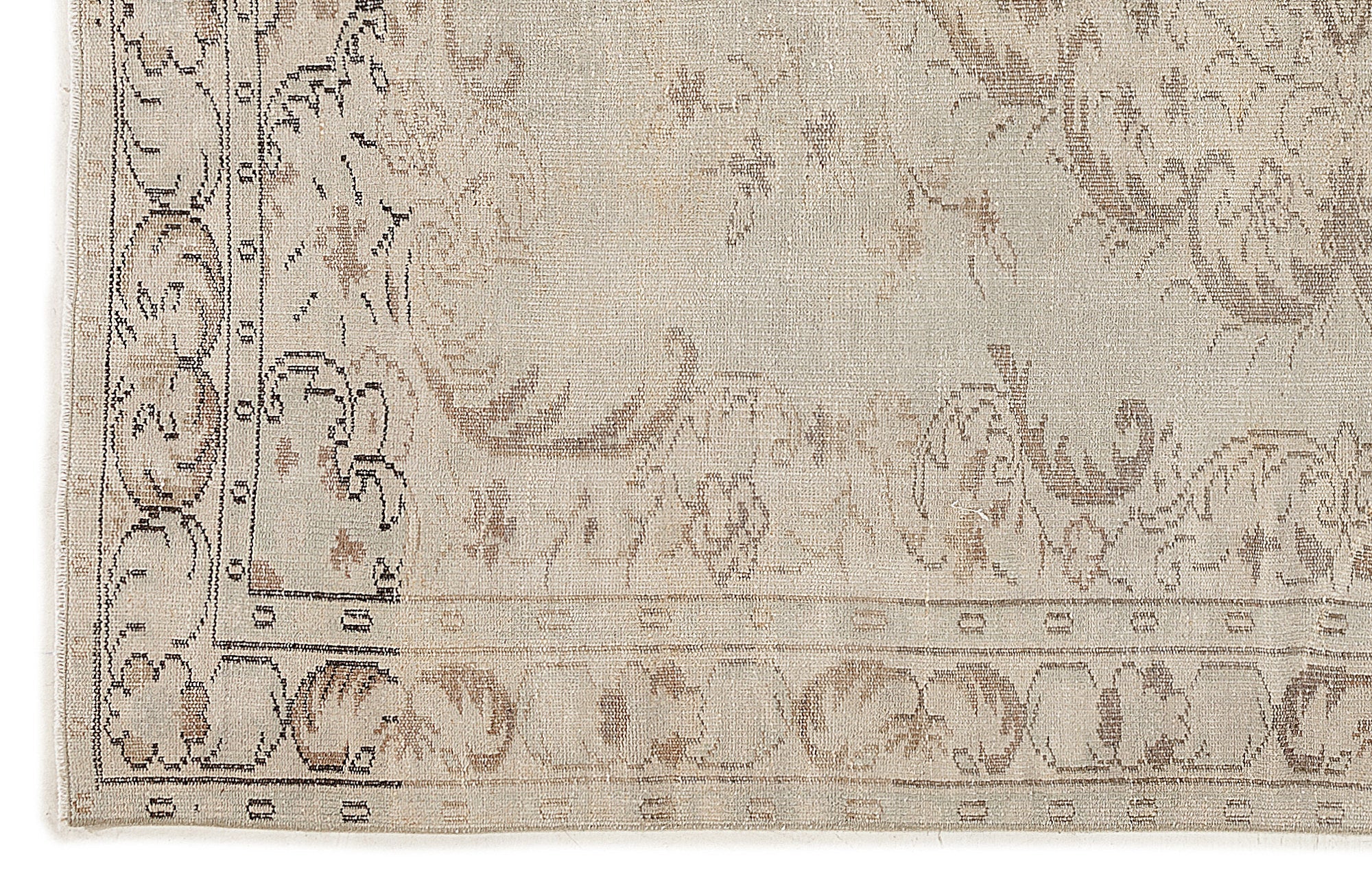 Atina Beige Vintage Wool Handmade Area Rug 6'0" x 8'10"
