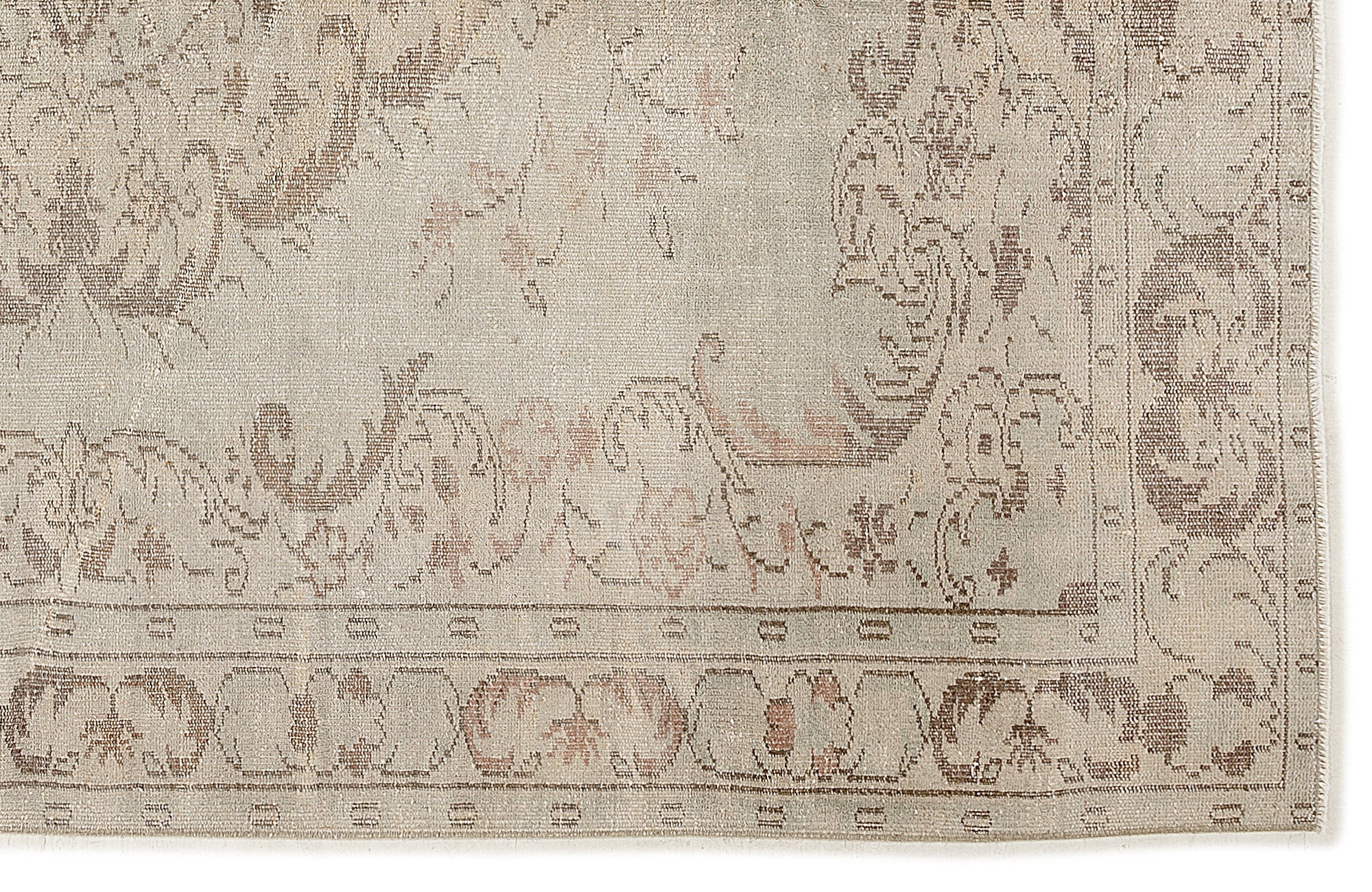 Atina Beige Vintage Wool Handmade Area Rug 6'0" x 8'10"