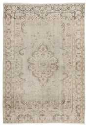 Atina Beige Vintage Wool Handmade Area Rug 6'0" x 8'10"