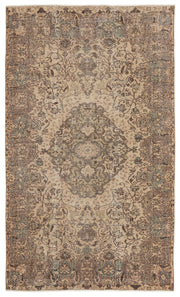Atina Brown Vintage Wool Handmade Area Rug 5'5" x 9'2"