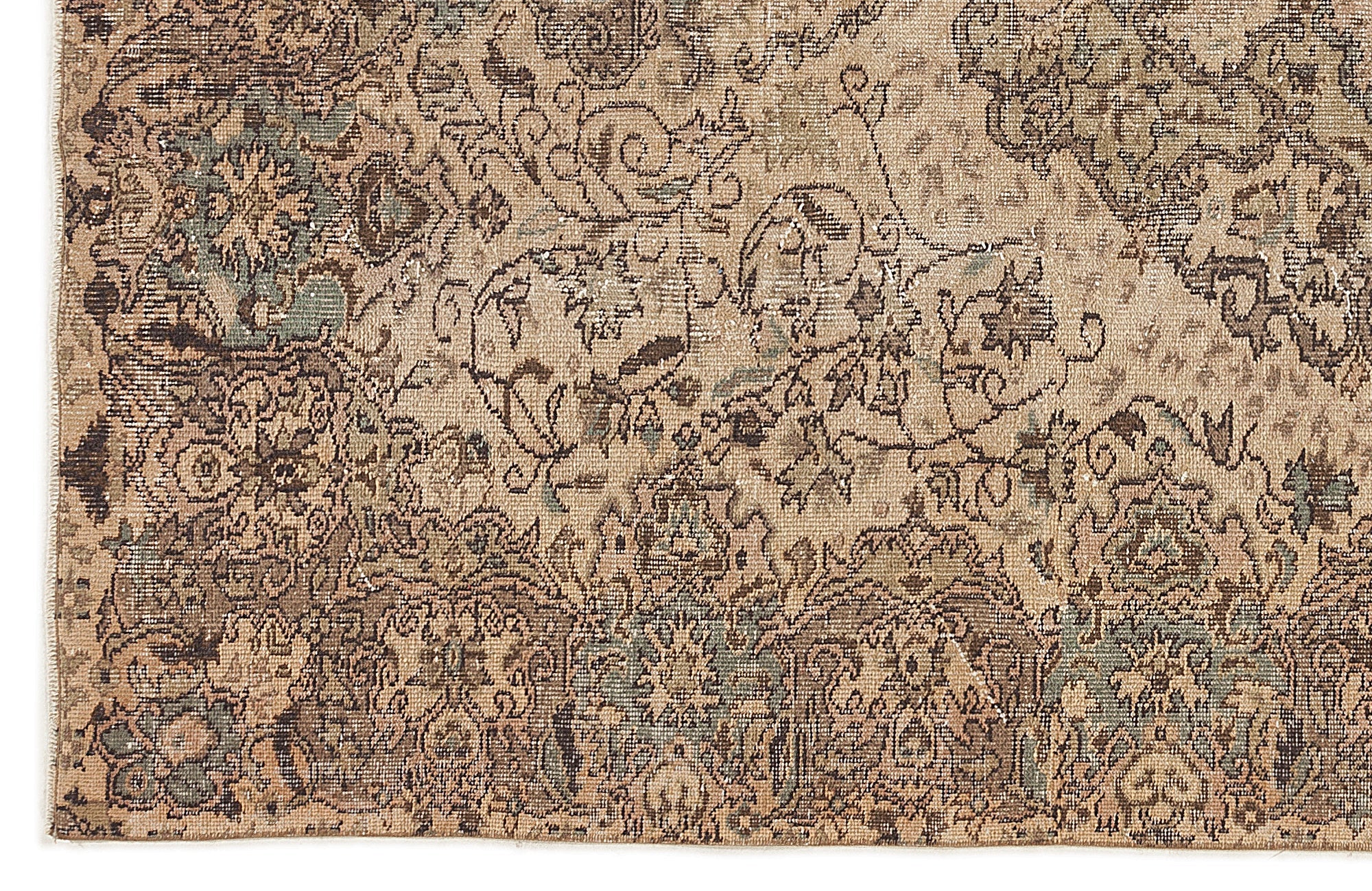 Atina Brown Vintage Wool Handmade Area Rug 5'5" x 9'2"