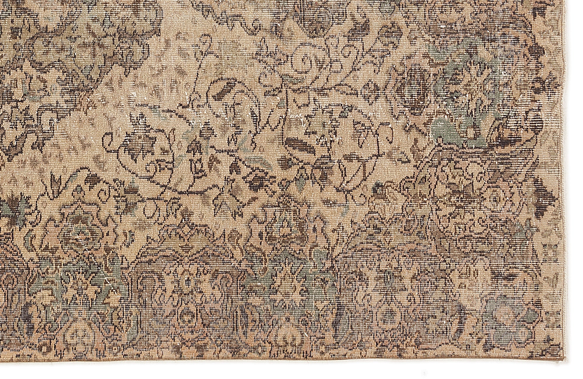 Atina Brown Vintage Wool Handmade Area Rug 5'5" x 9'2"