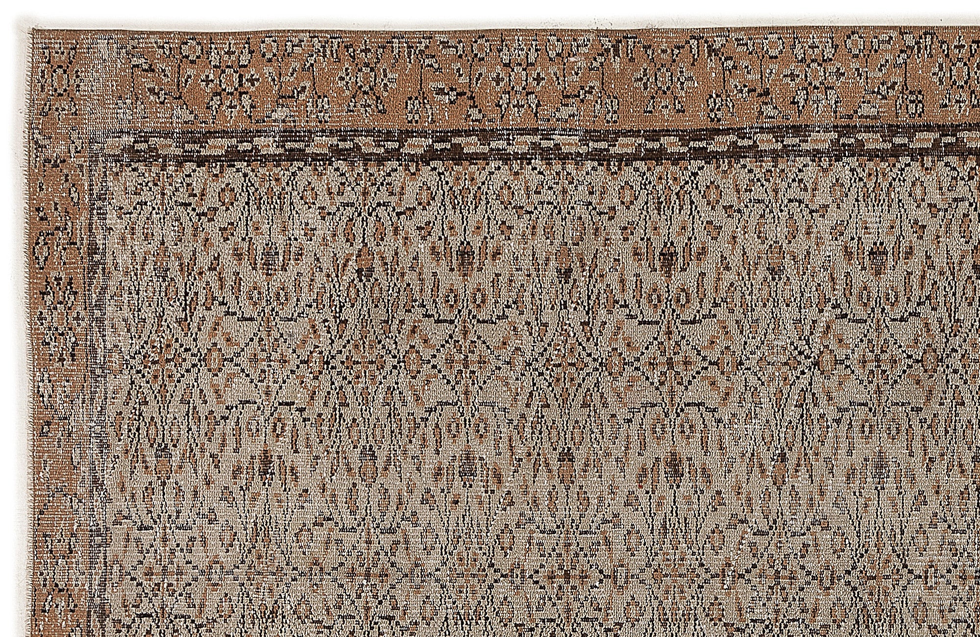 Atina Beige Vintage Wool Handmade Area Rug 5'5" x 9'1"
