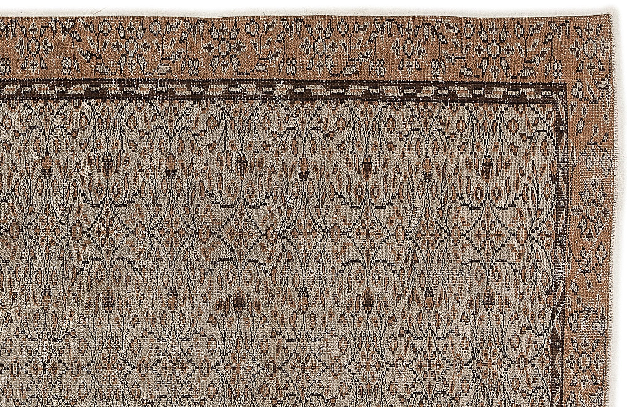 Atina Beige Vintage Wool Handmade Area Rug 5'5" x 9'1"