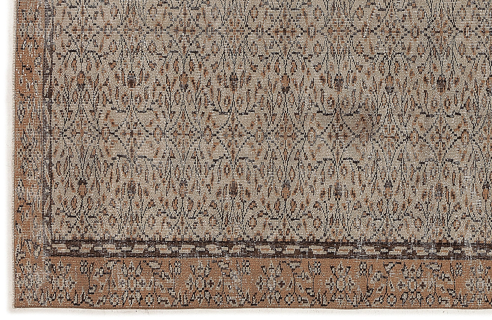 Atina Beige Vintage Wool Handmade Area Rug 5'5" x 9'1"