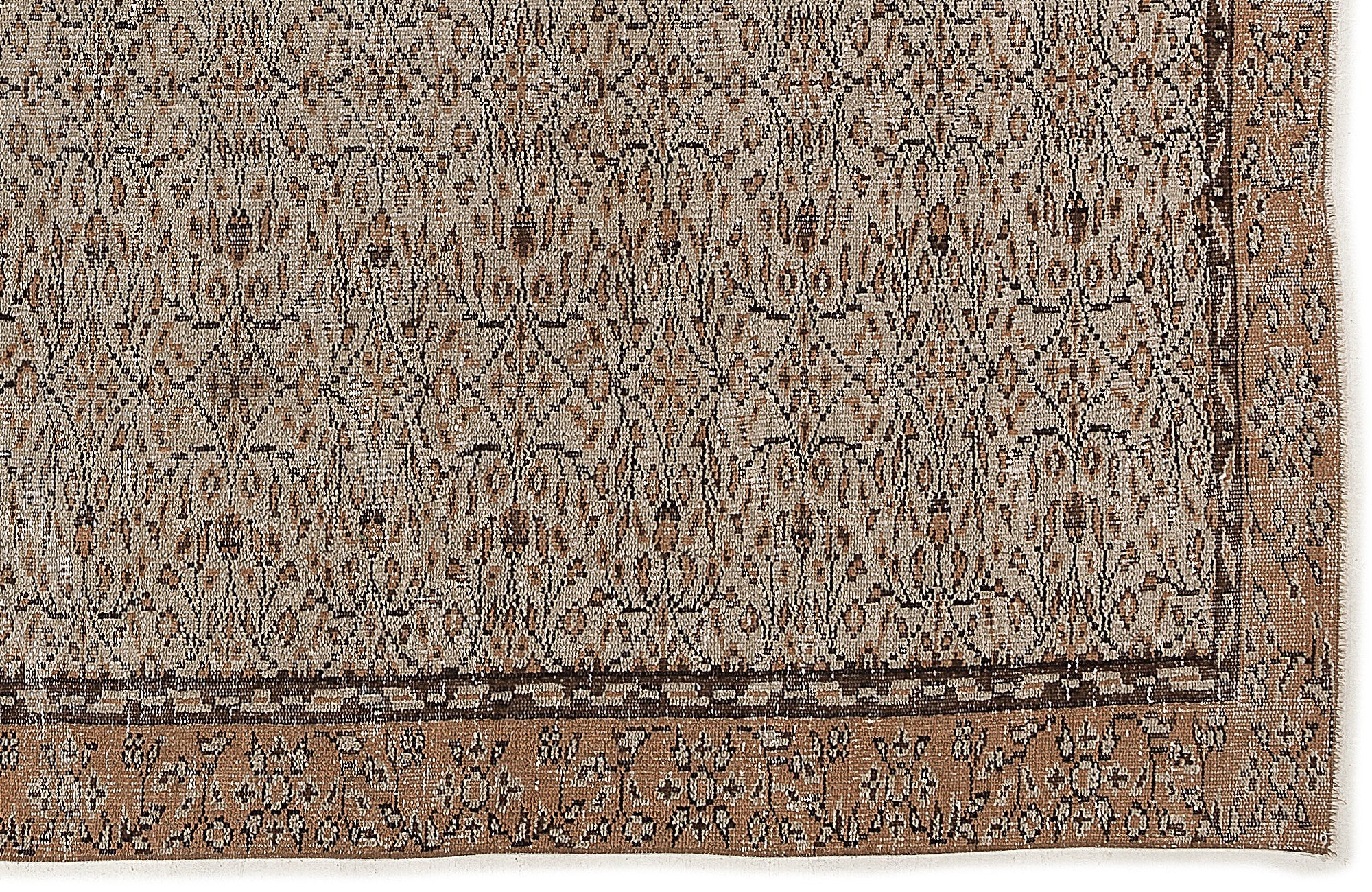 Atina Beige Vintage Wool Handmade Area Rug 5'5" x 9'1"