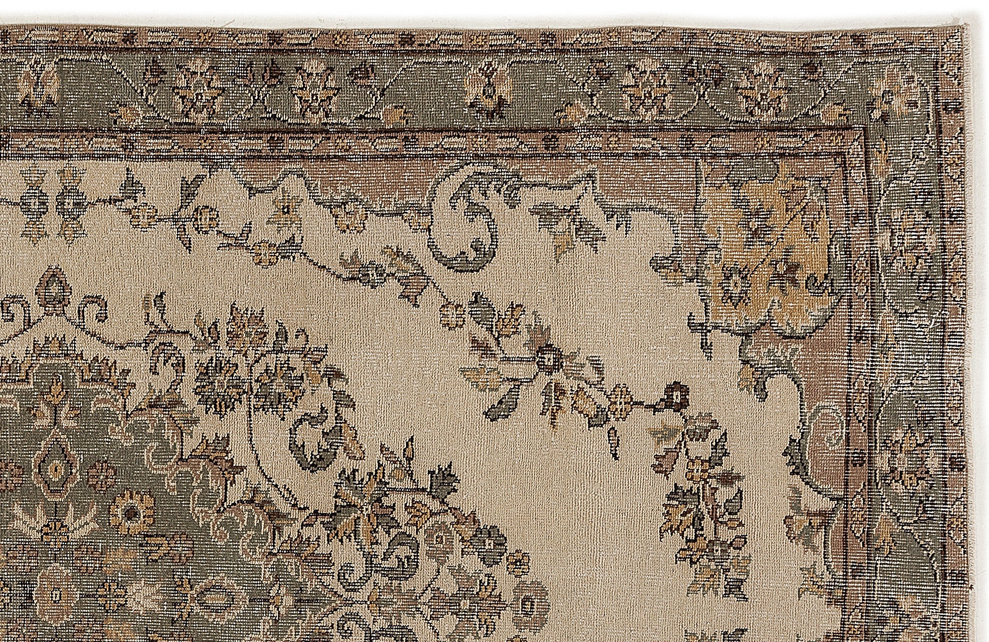 Atina Beige Vintage Wool Handmade Area Rug 5'8" x 8'11"