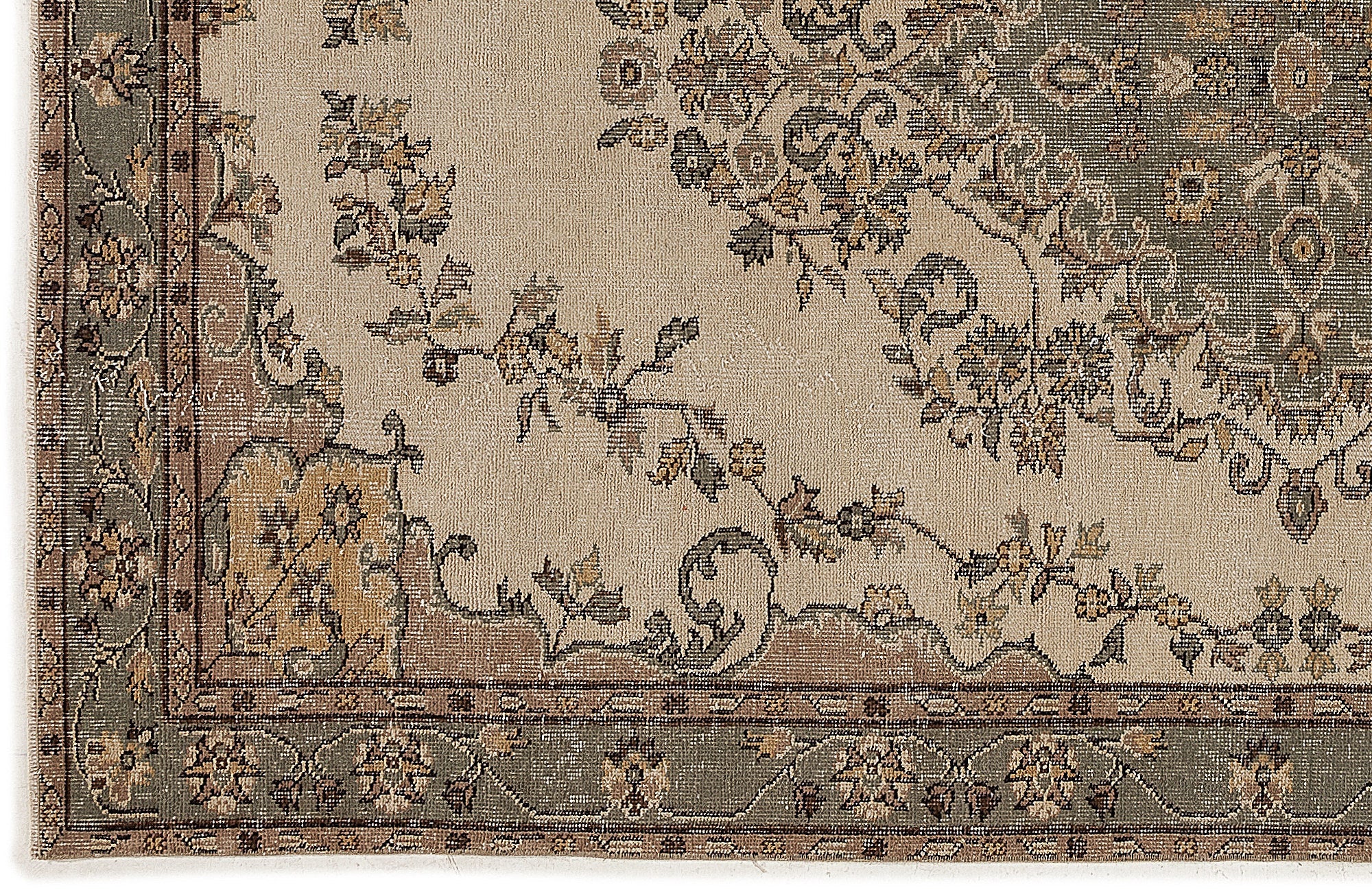 Atina Beige Vintage Wool Handmade Area Rug 5'8" x 8'11"
