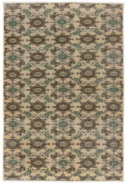 Atina Cream Vintage Wool Handmade Area Rug 5'6" x 8'2"