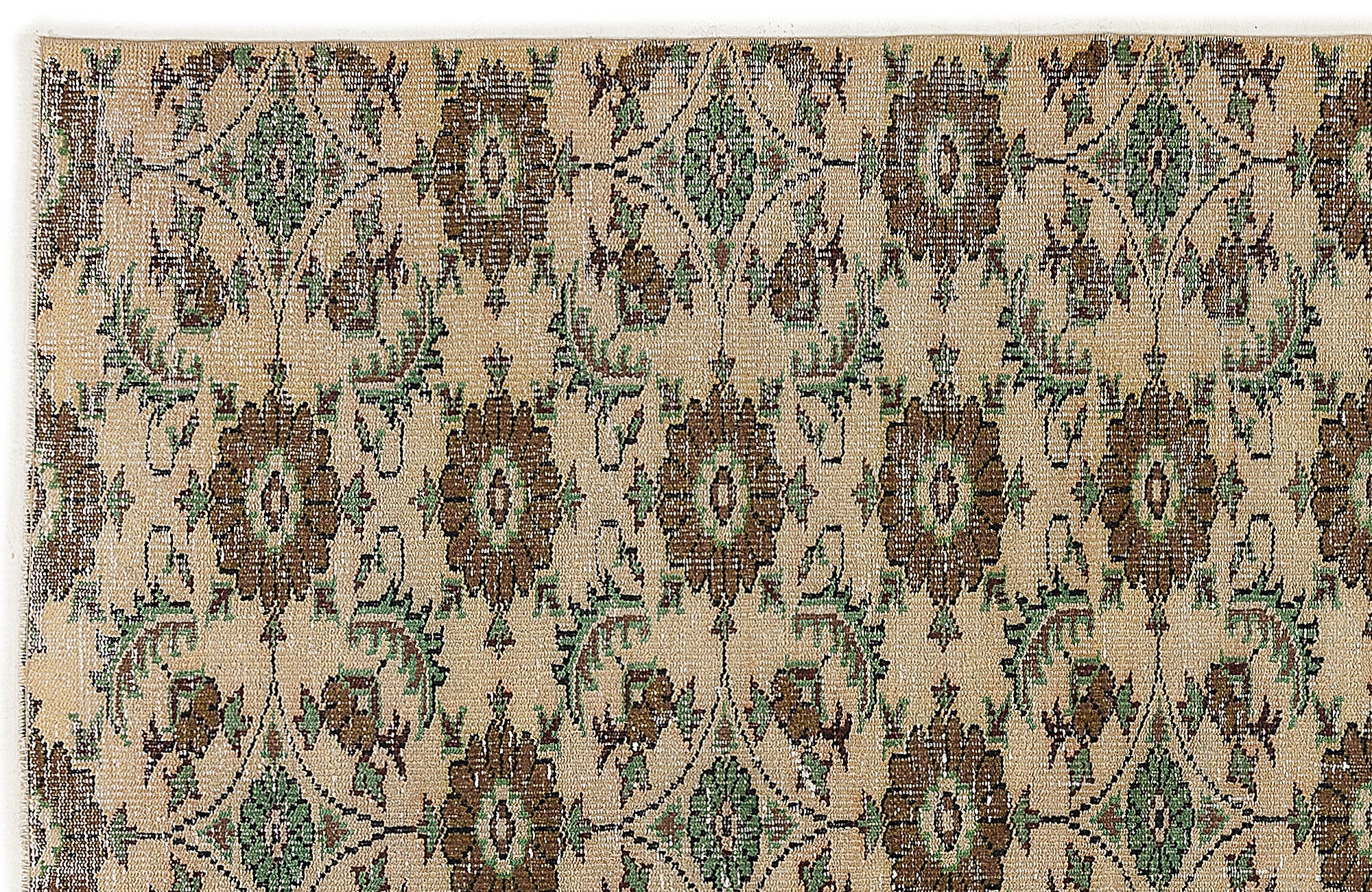 Atina Cream Vintage Wool Handmade Area Rug 5'6" x 8'2"