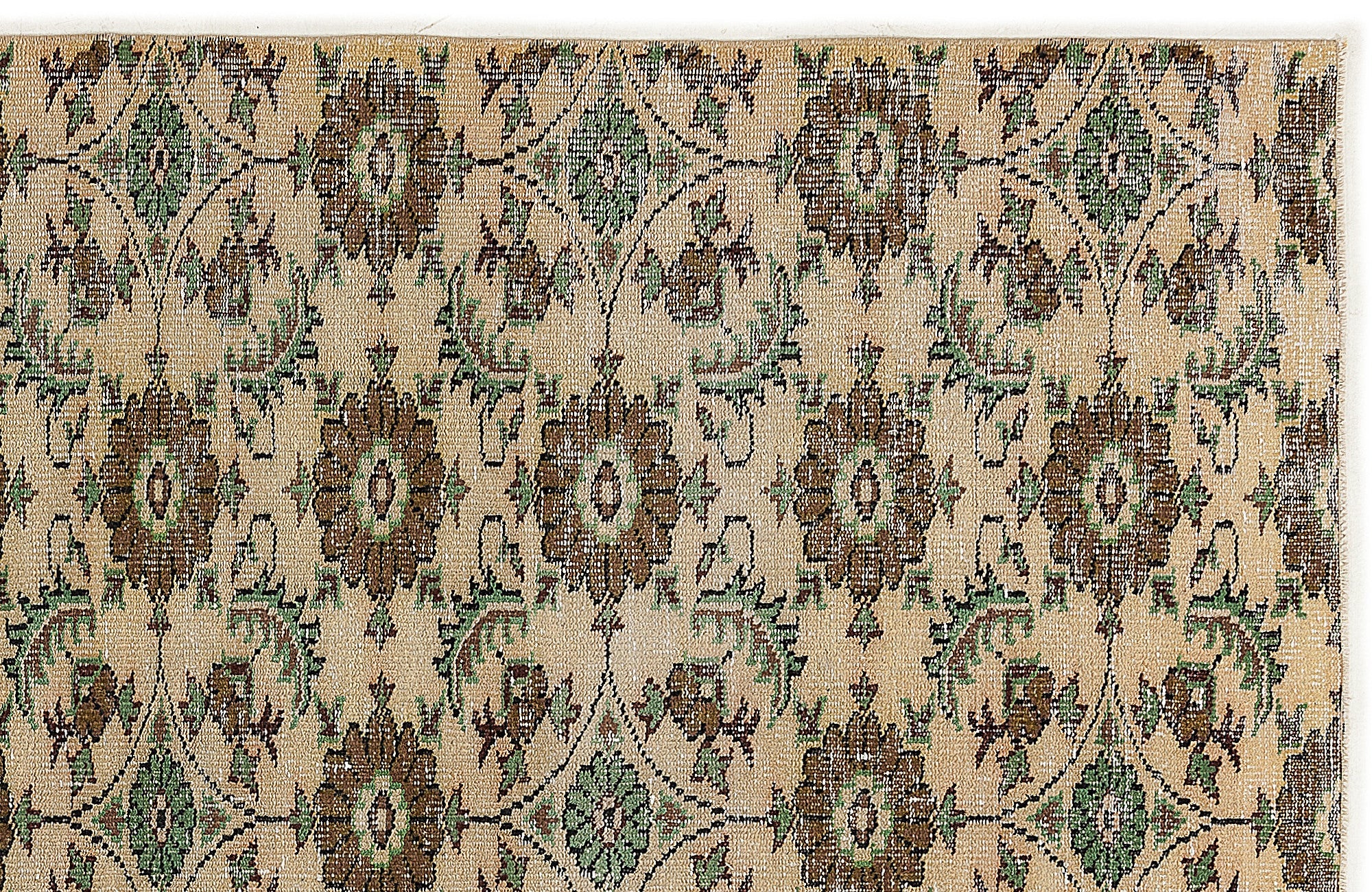 Atina Cream Vintage Wool Handmade Area Rug 5'6" x 8'2"
