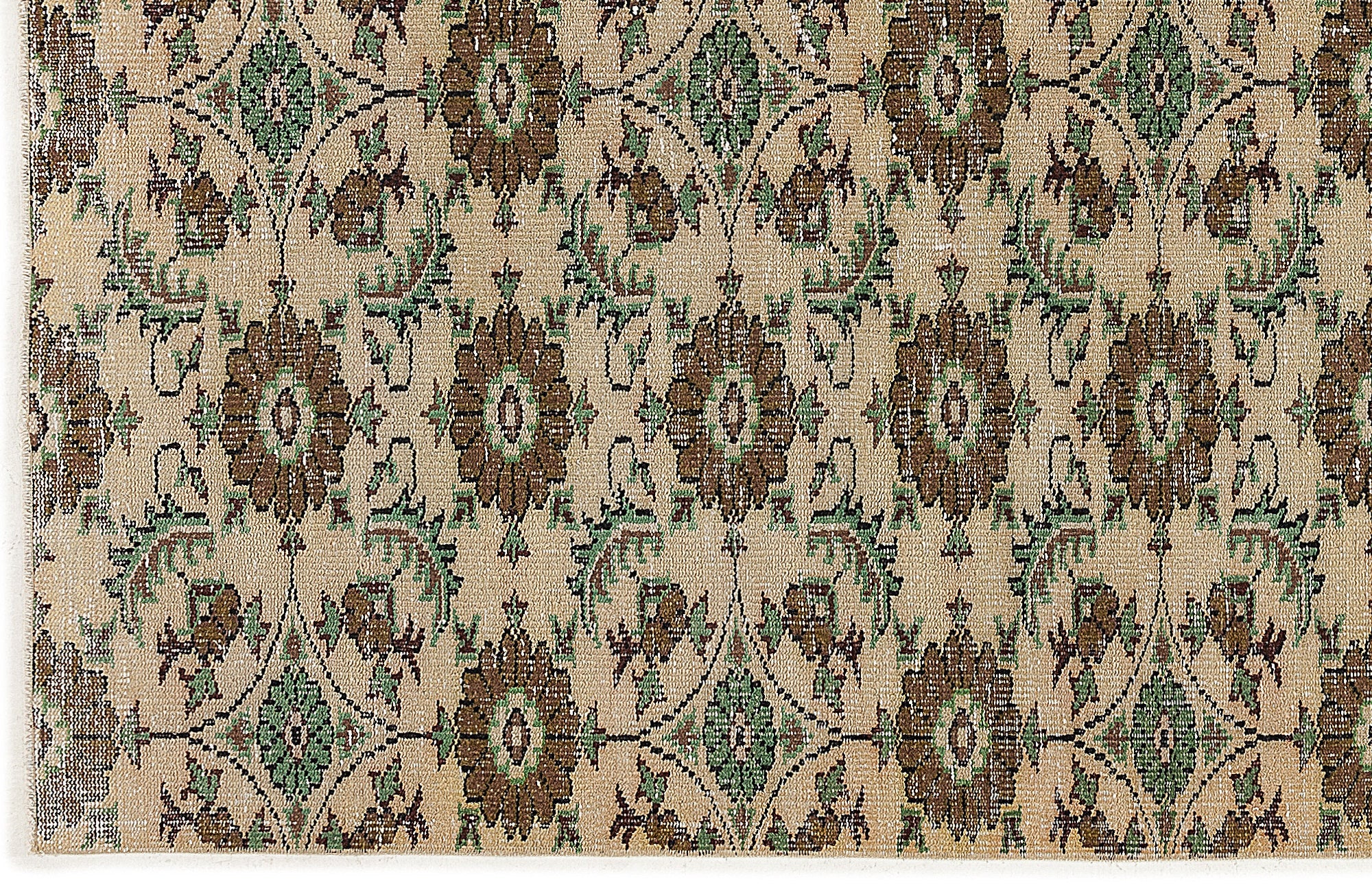 Atina Cream Vintage Wool Handmade Area Rug 5'6" x 8'2"