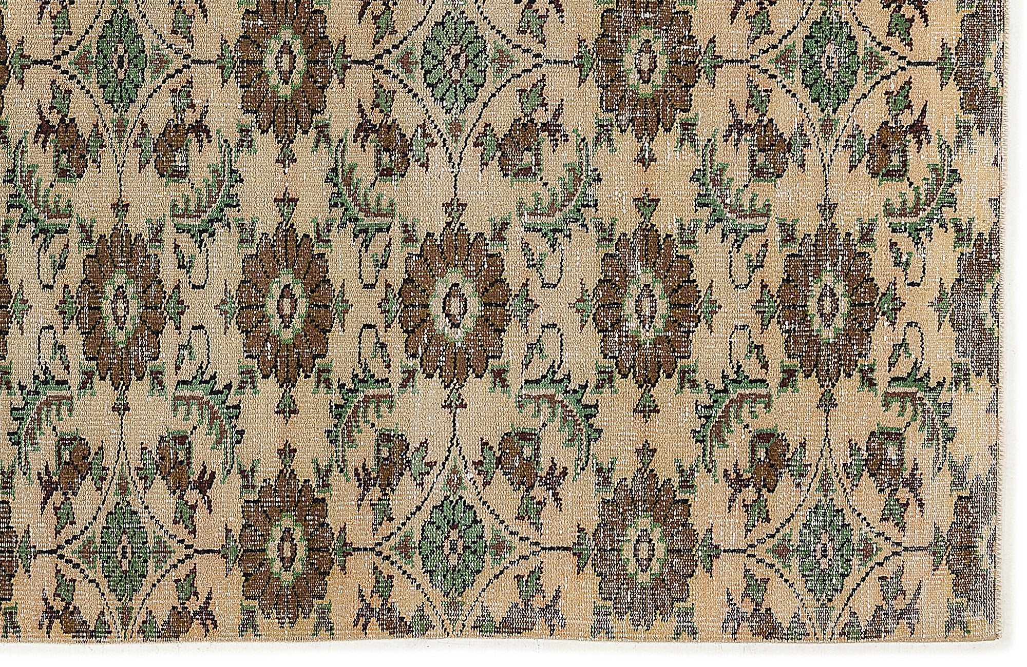 Atina Cream Vintage Wool Handmade Area Rug 5'6" x 8'2"