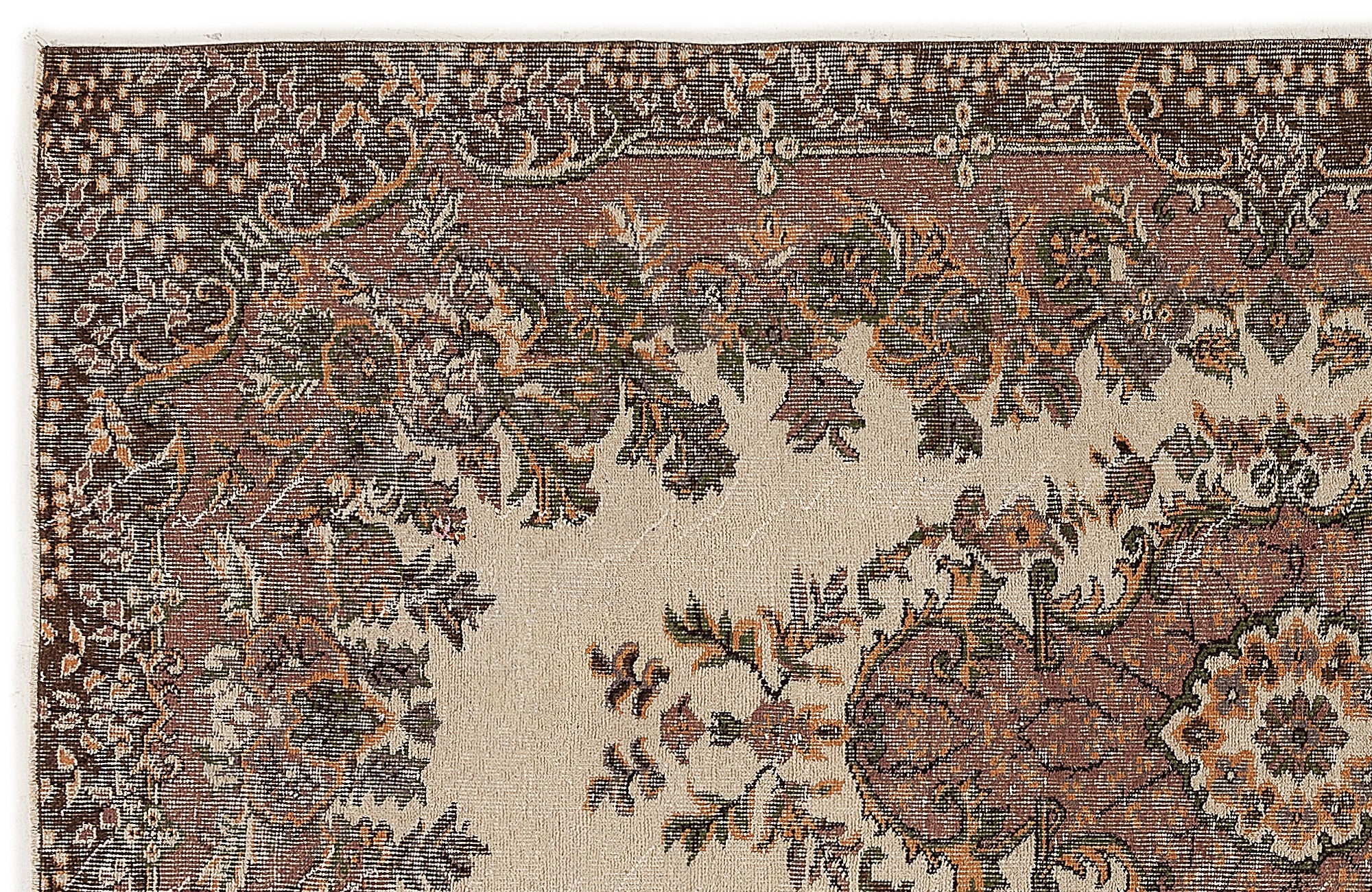 Atina Beige Vintage Wool Handmade Area Rug 4'2" x 10'4"