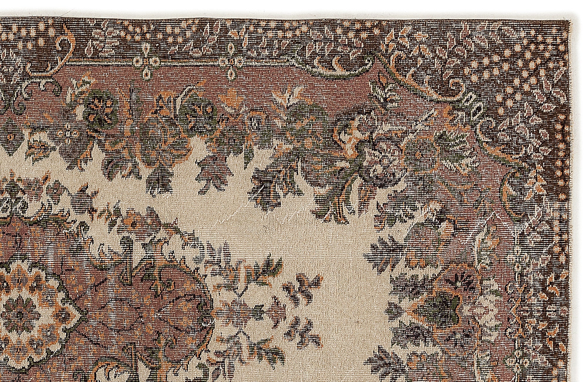 Atina Beige Vintage Wool Handmade Area Rug 4'2" x 10'4"