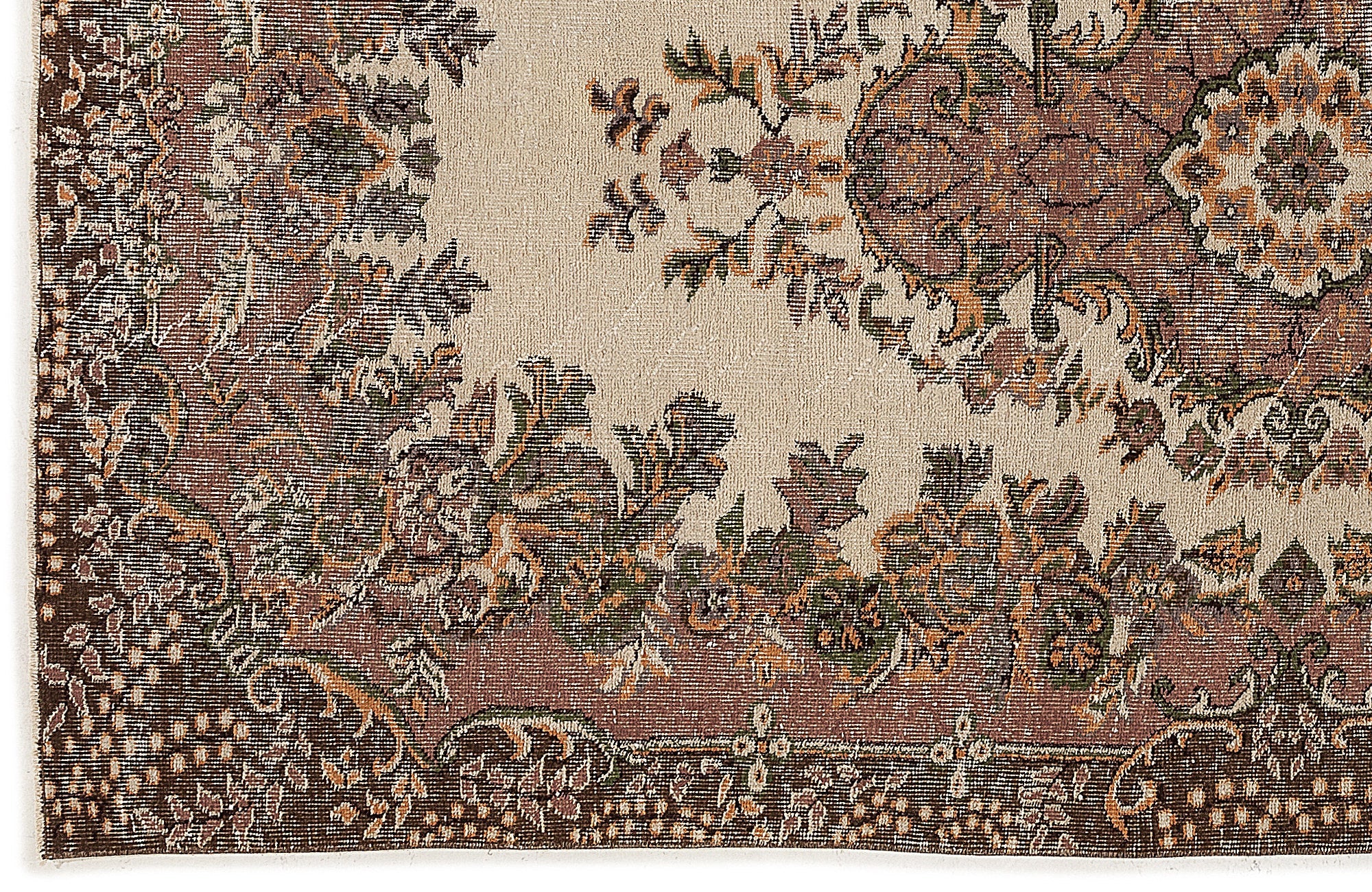 Atina Beige Vintage Wool Handmade Area Rug 4'2" x 10'4"