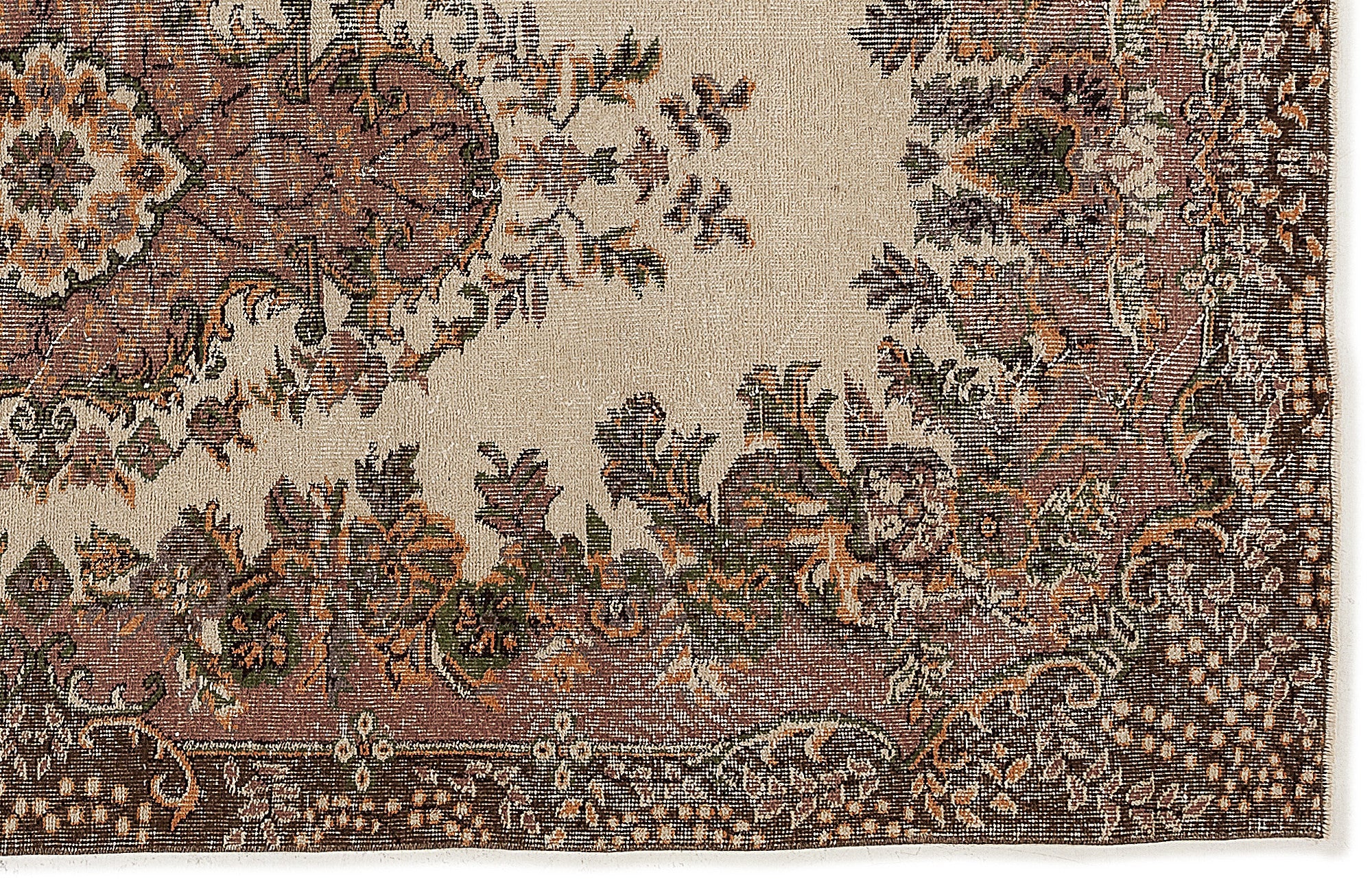 Atina Beige Vintage Wool Handmade Area Rug 4'2" x 10'4"