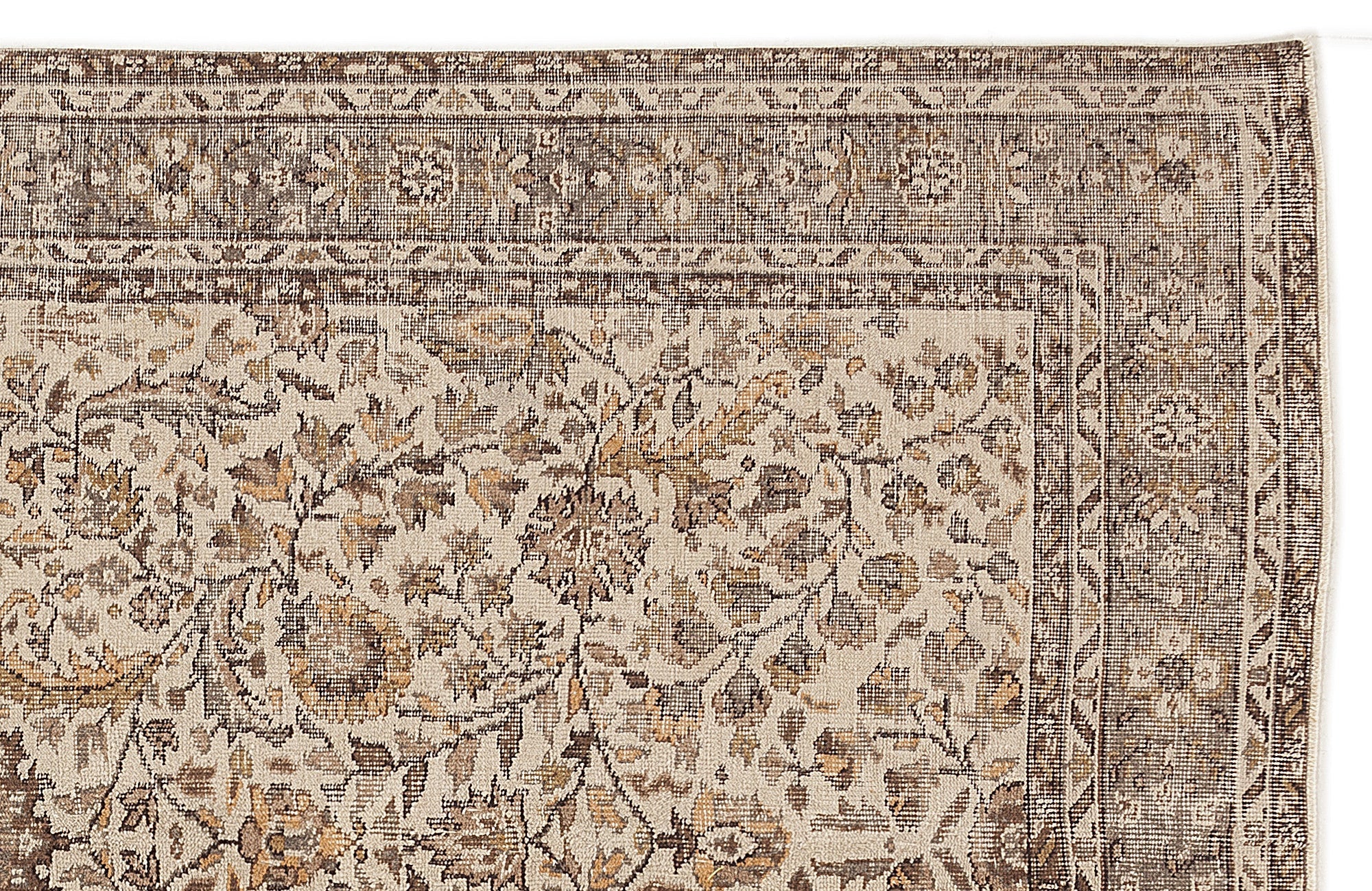 Atina Beige Vintage Wool Handmade Area Rug 5'11" x 9'8"