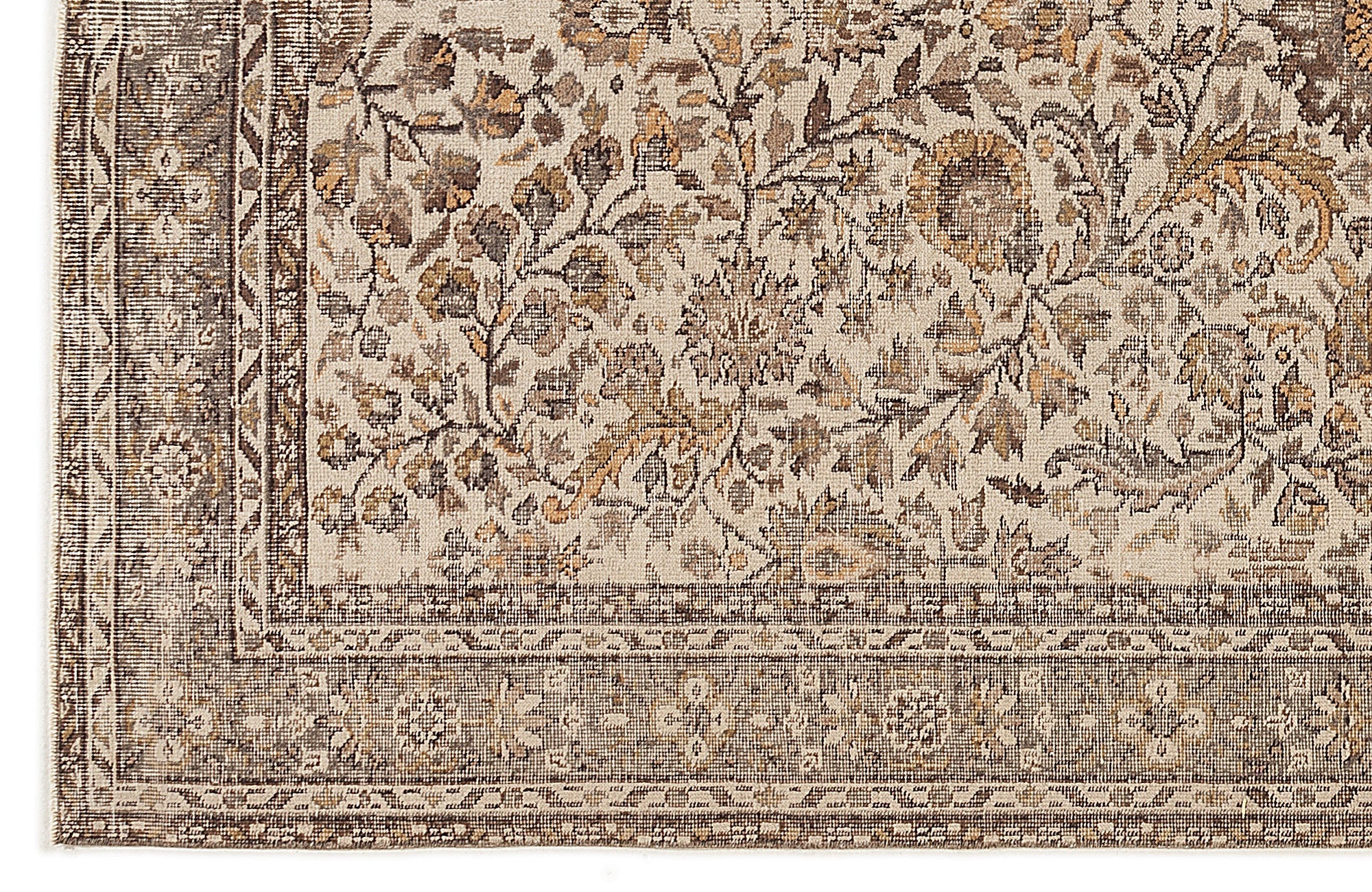Atina Beige Vintage Wool Handmade Area Rug 5'11" x 9'8"