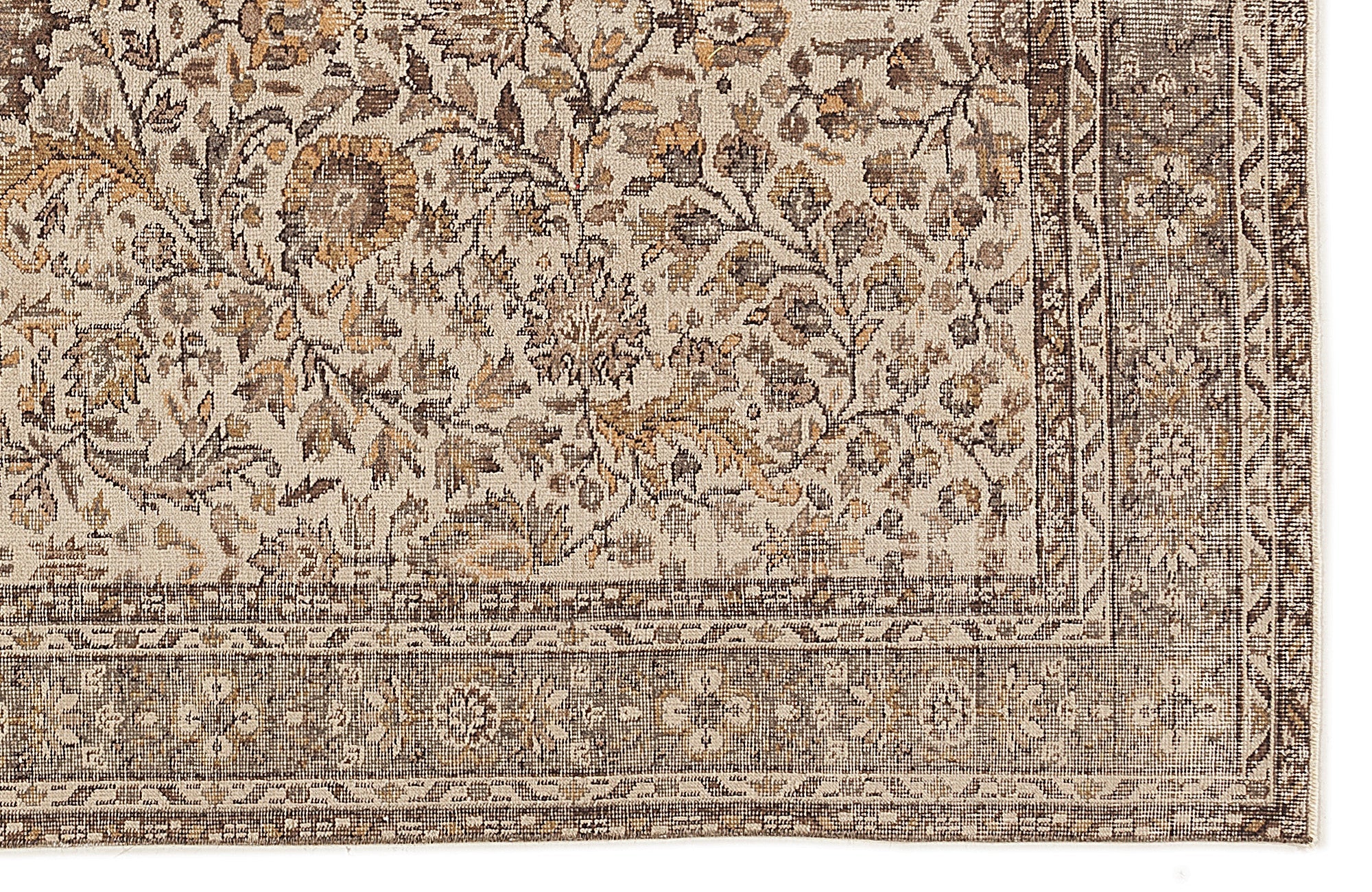 Atina Beige Vintage Wool Handmade Area Rug 5'11" x 9'8"