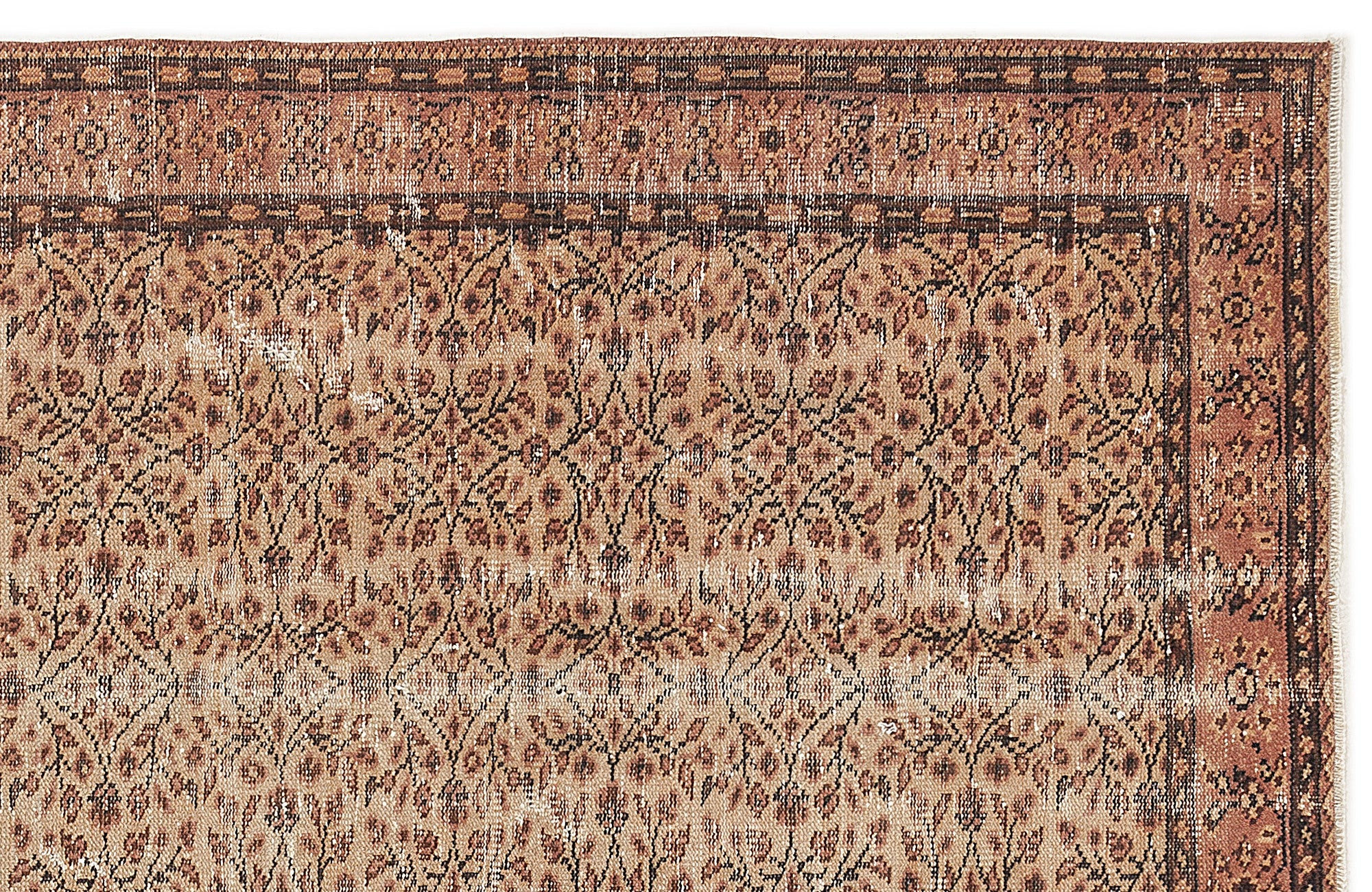 Atina Orange Vintage Wool Handmade Area Rug 4'8" x 8'2"