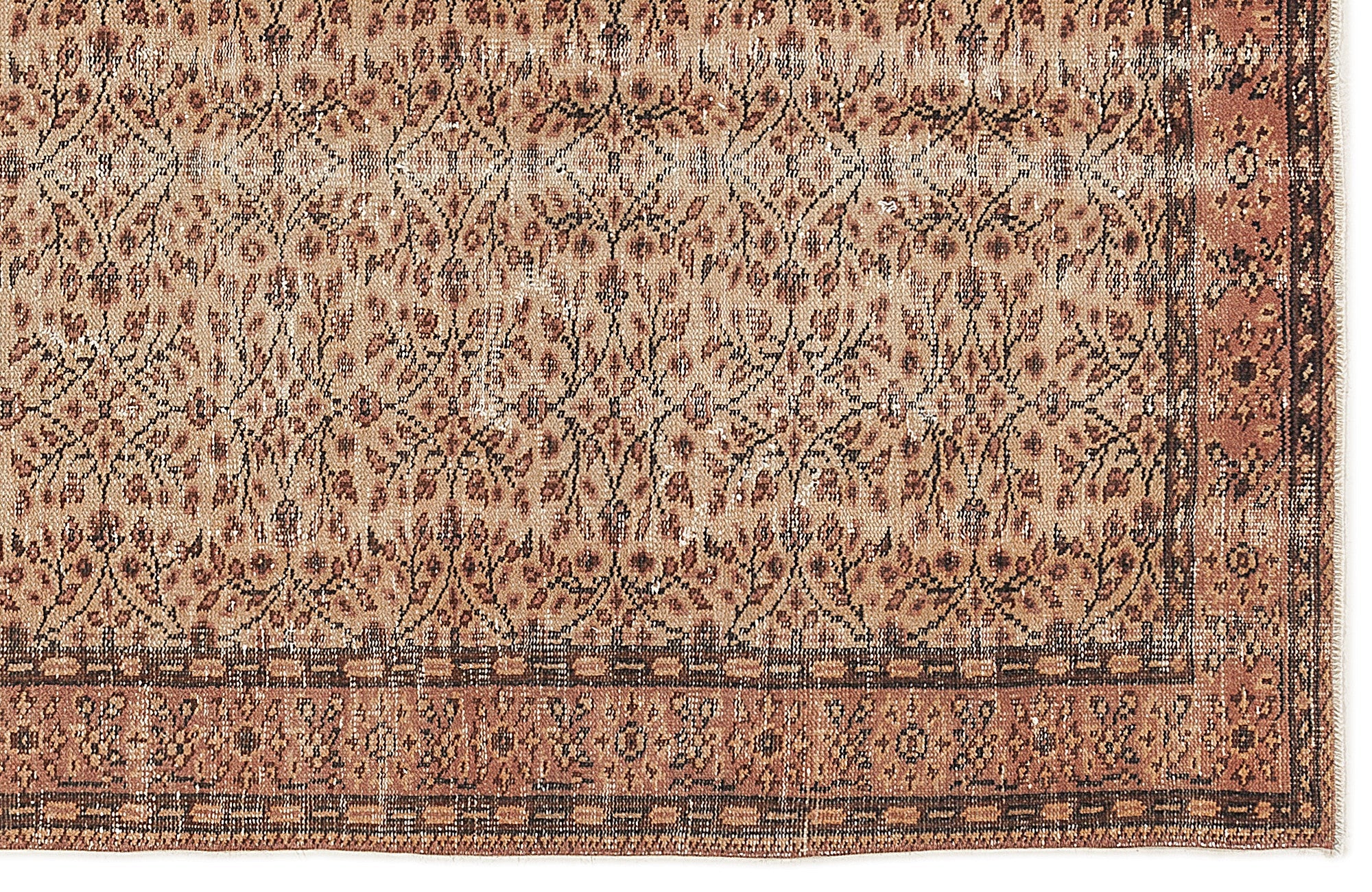 Atina Orange Vintage Wool Handmade Area Rug 4'8" x 8'2"