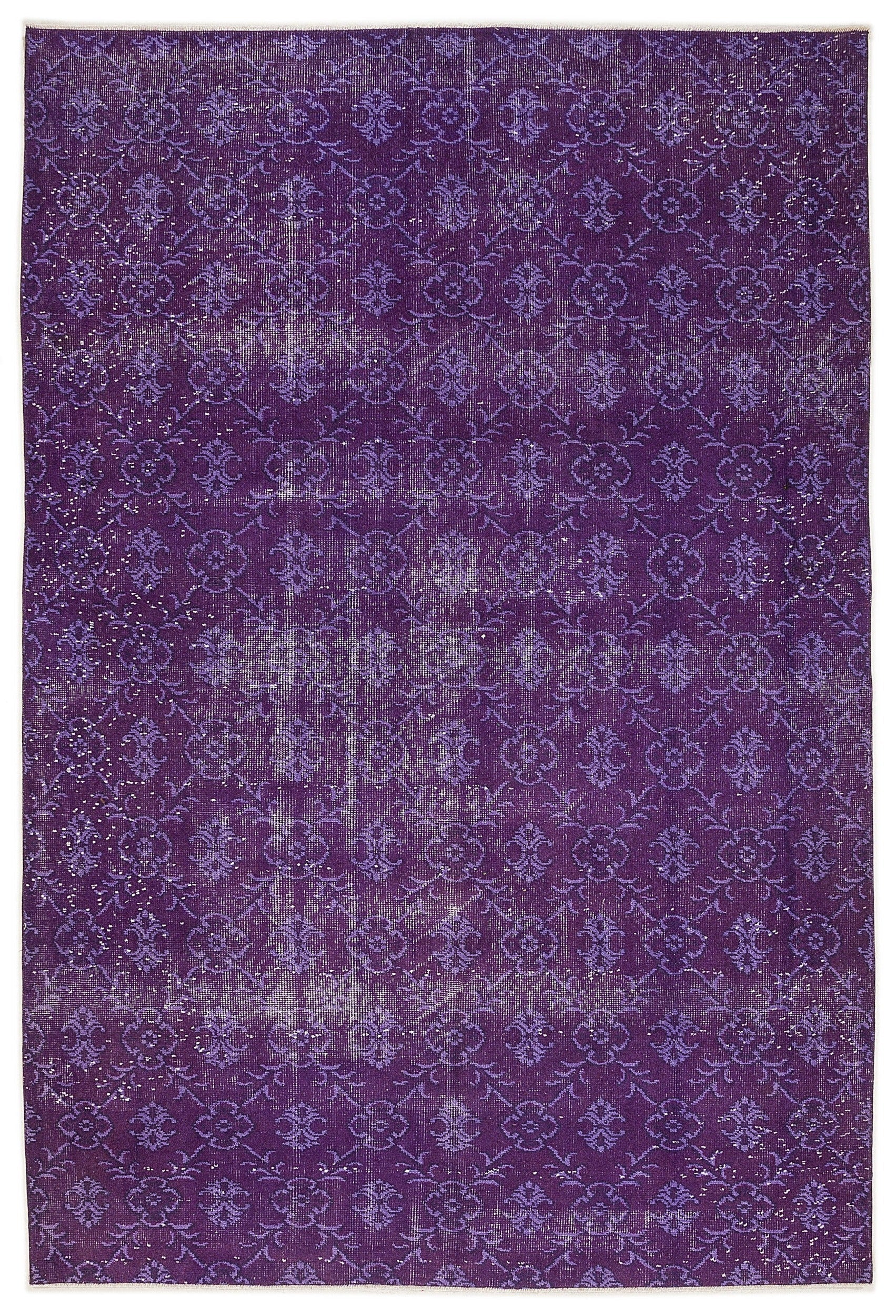 Atina Purple Vintage Wool Handmade Area Rug 5'11" x 9'3"