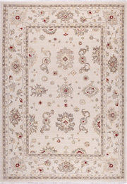 Bamboo Wool Area Rug - Classic Machine Made Cream Rug With Overlocked Edge