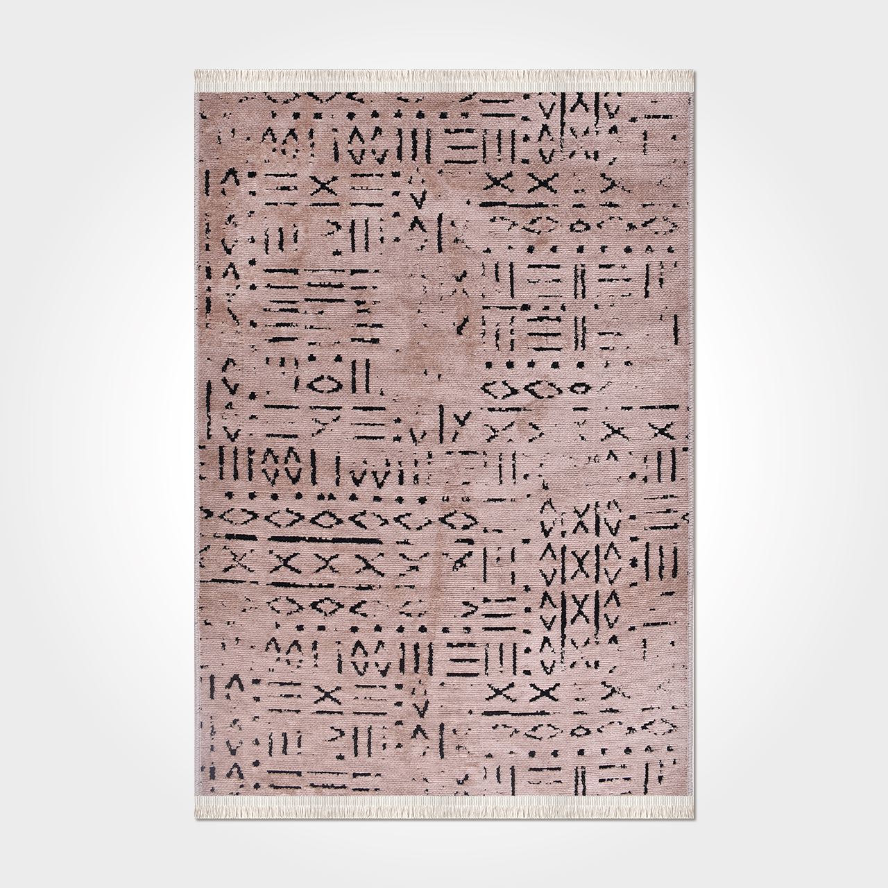 Natural Latex Area Rug - Geometric Cotton Polyester Blend, Non Slip 7 mm Pile