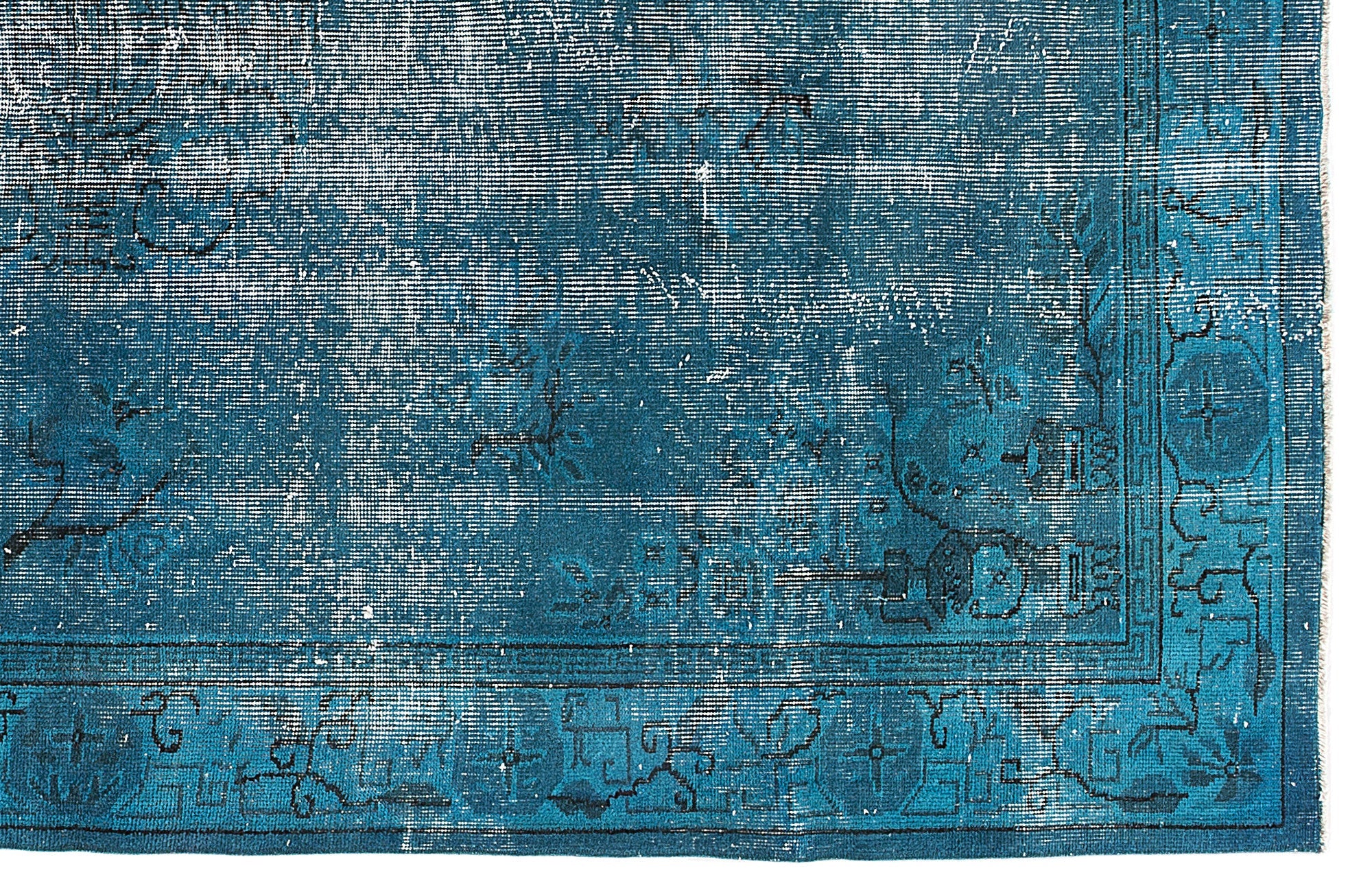 Atina Turquoise Vintage Wool Handmade Area Rug 5'7" x 8'10"