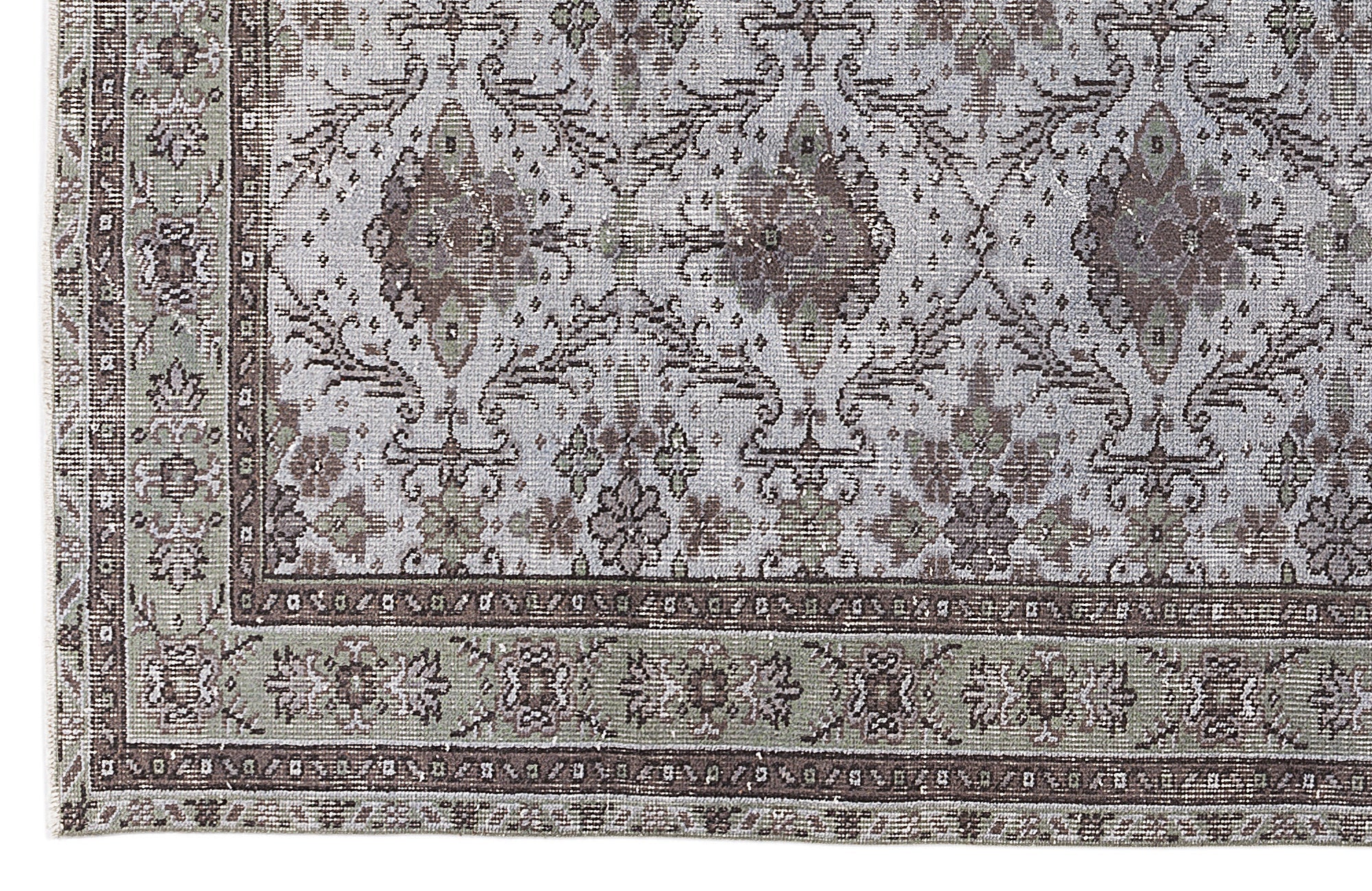 Atina Grey Vintage Wool Handmade Area Rug 5'10" x 9'3"