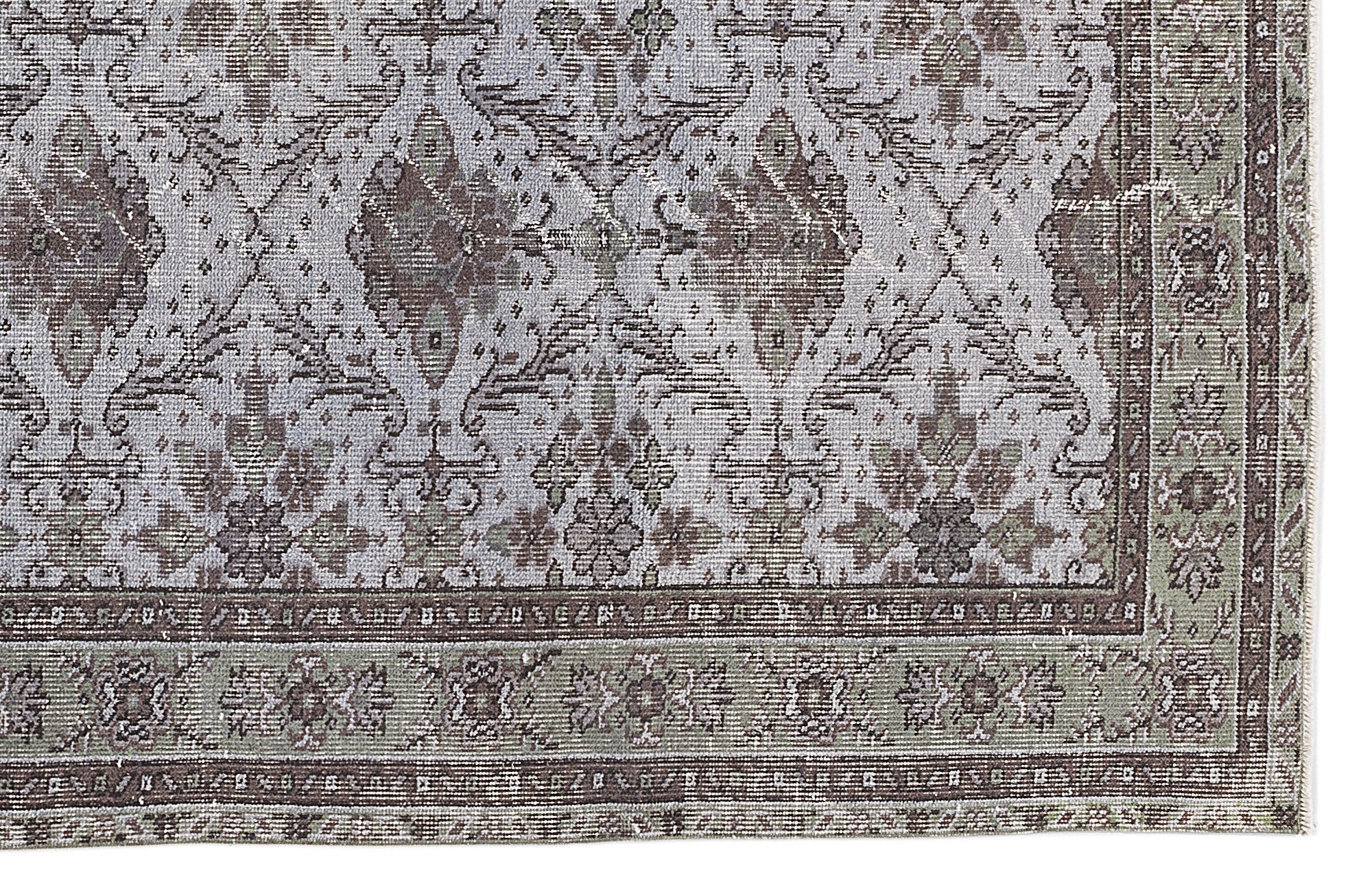 Atina Grey Vintage Wool Handmade Area Rug 5'10" x 9'3"