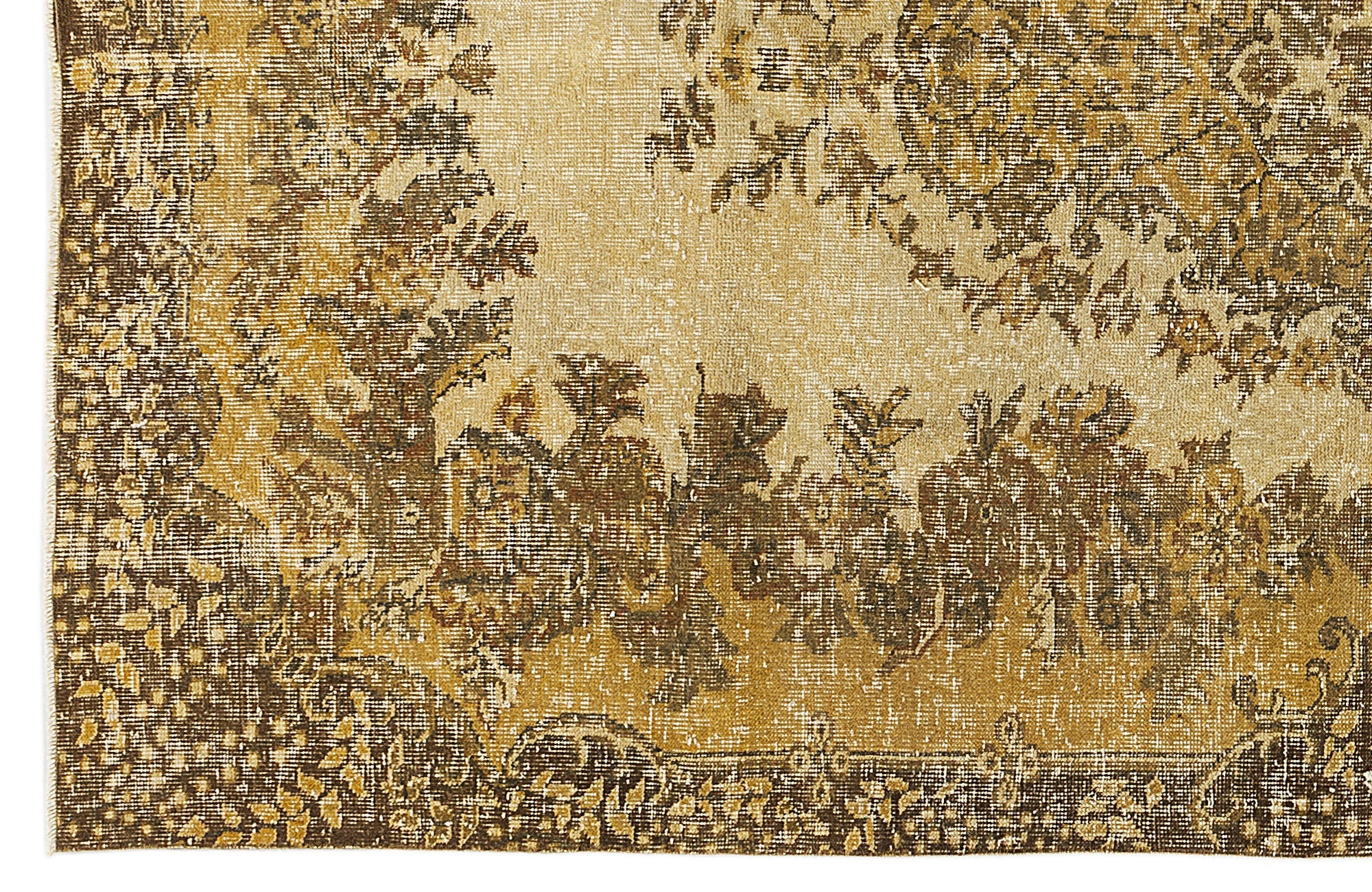 Atina Yellow Vintage Wool Handmade Area Rug 5'3" x 9'5"