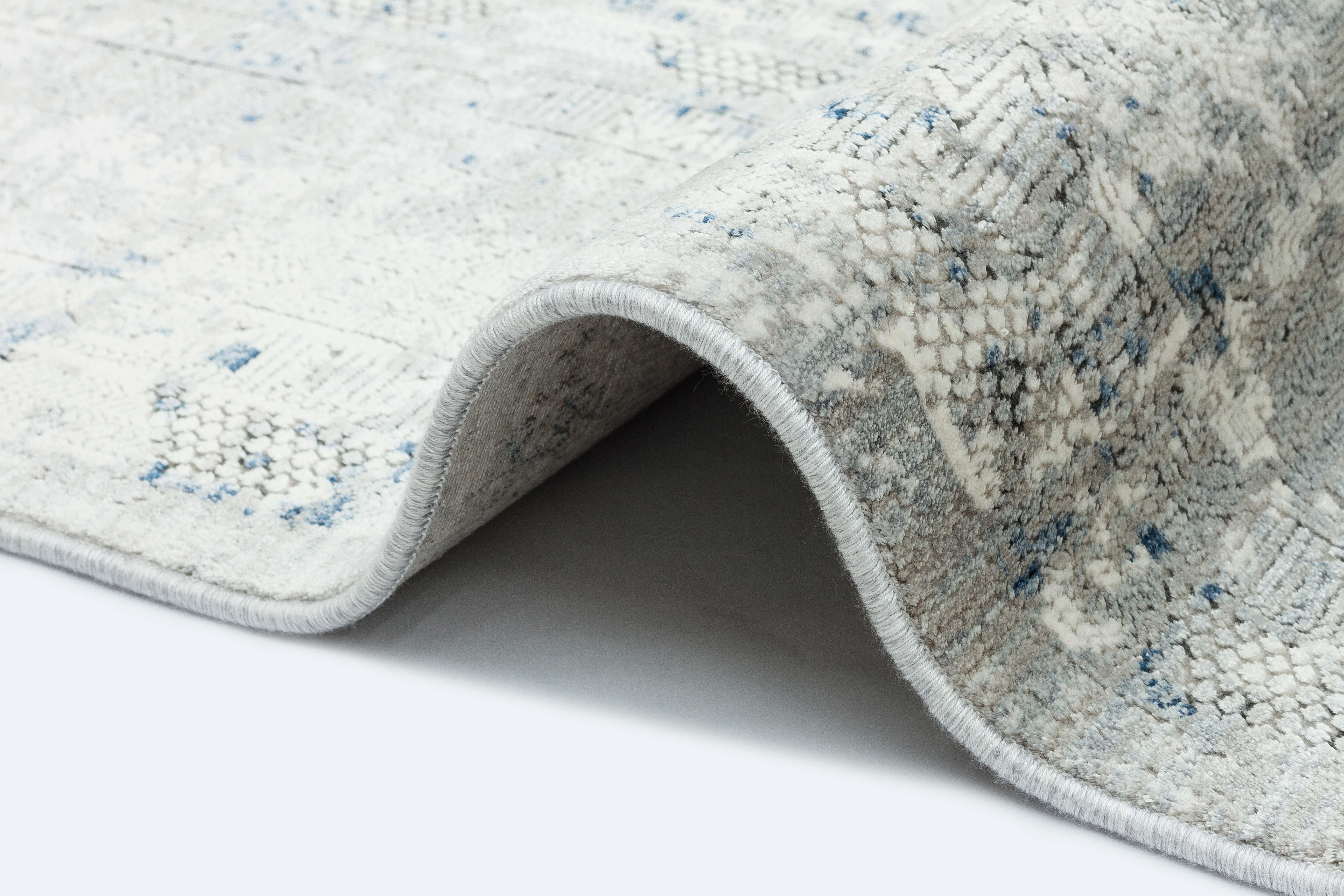 Modern Bamboo Area Rug – Blue Machine Made Rug for Living Room & Kitchen