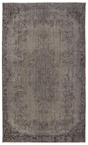 Atina Grey Vintage Wool Handmade Area Rug 5'5" x 9'1"