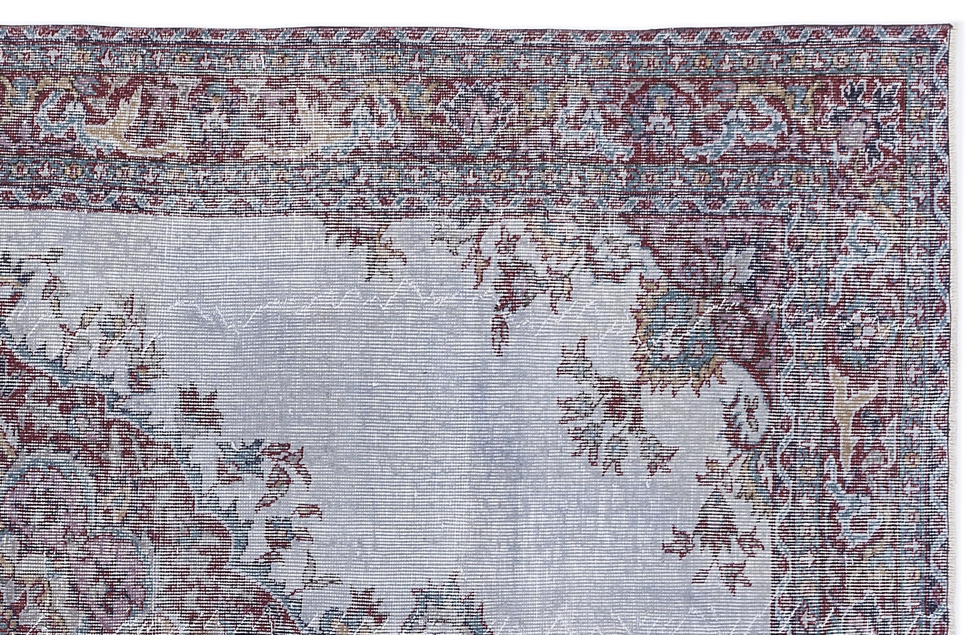 Atina Blue Vintage Wool Handmade Area Rug 4'0" x 13'5"