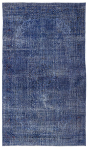 Atina Blue Vintage Wool Handmade Area Rug 6'1" x 10'4"
