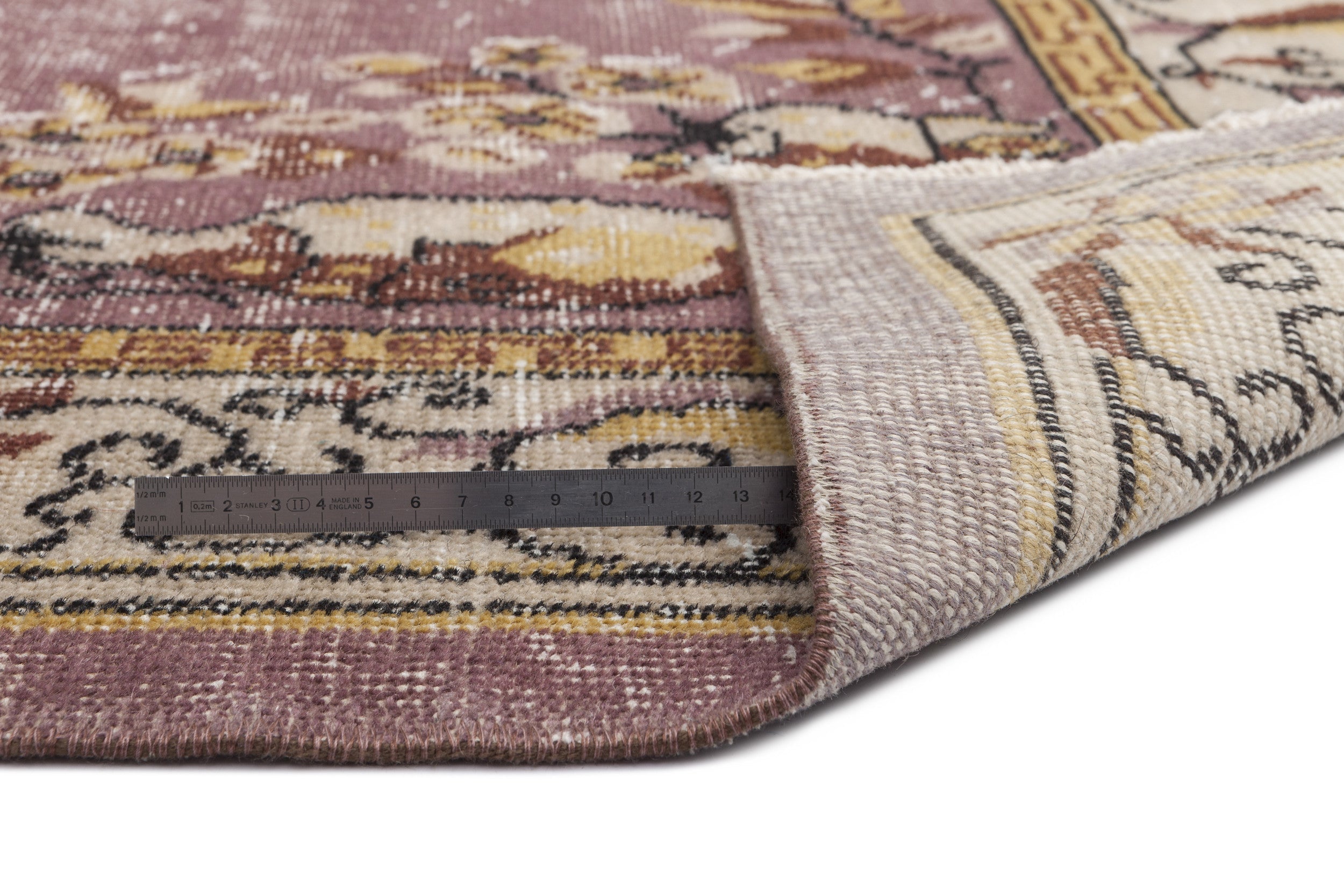 Atina Beige Vintage Wool Handmade Area Rug 5'11" x 9'7"