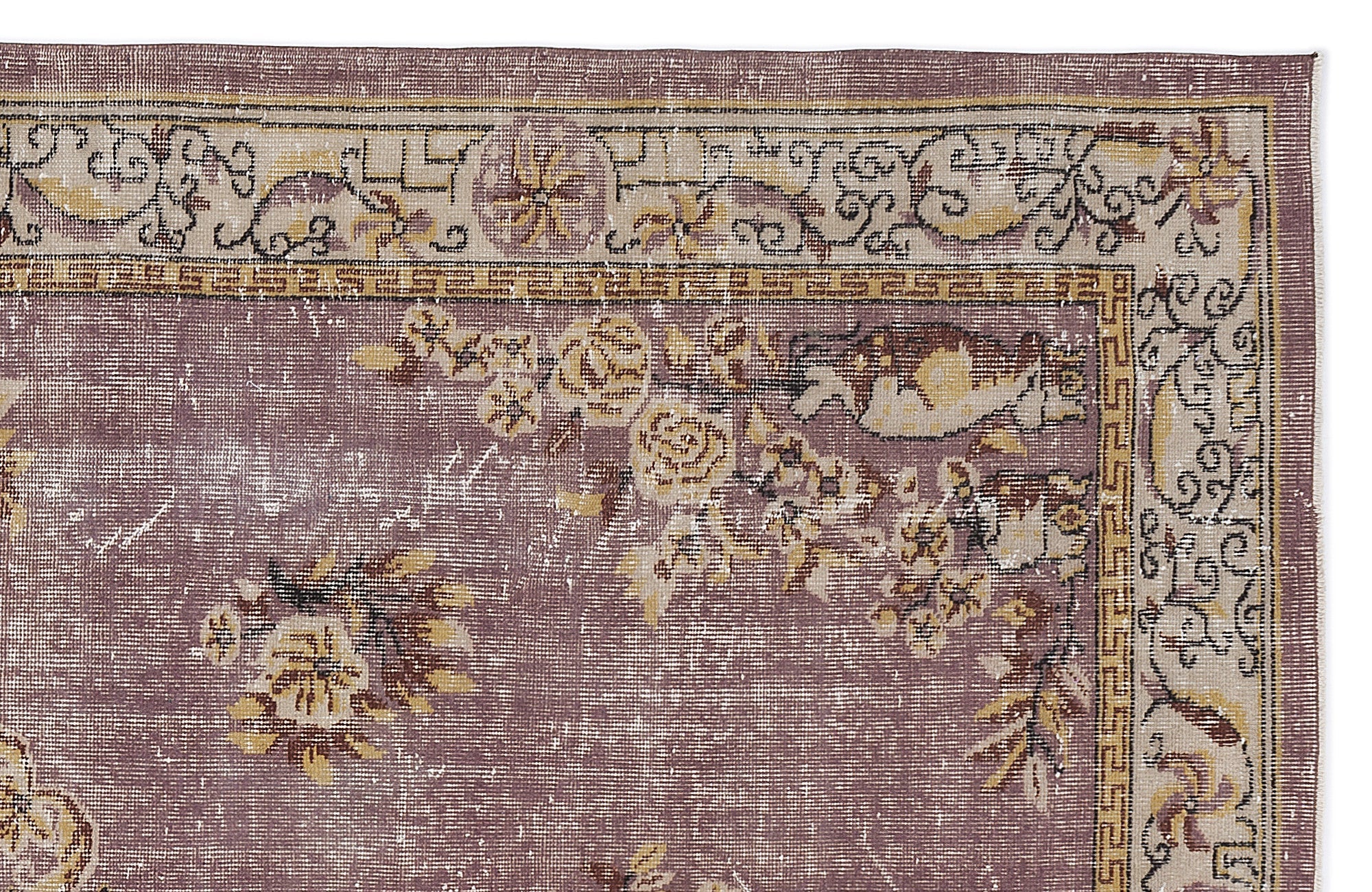 Atina Beige Vintage Wool Handmade Area Rug 5'11" x 9'7"