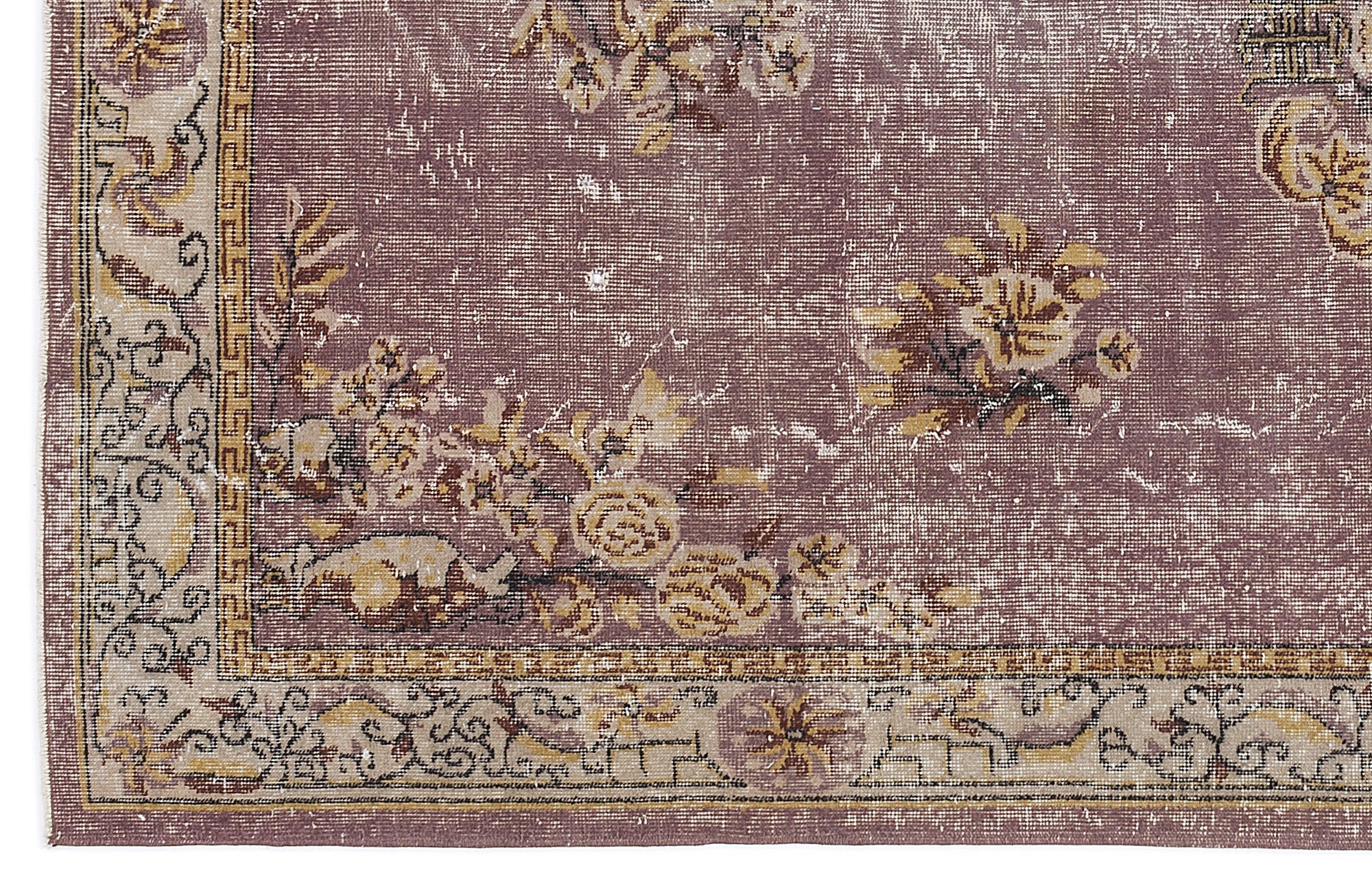 Atina Beige Vintage Wool Handmade Area Rug 5'11" x 9'7"