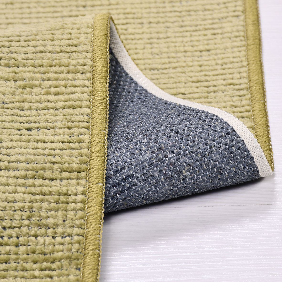 Natural Latex Area Rug - Modern Cotton 7mm Pile Non Slip Green Floor Mat