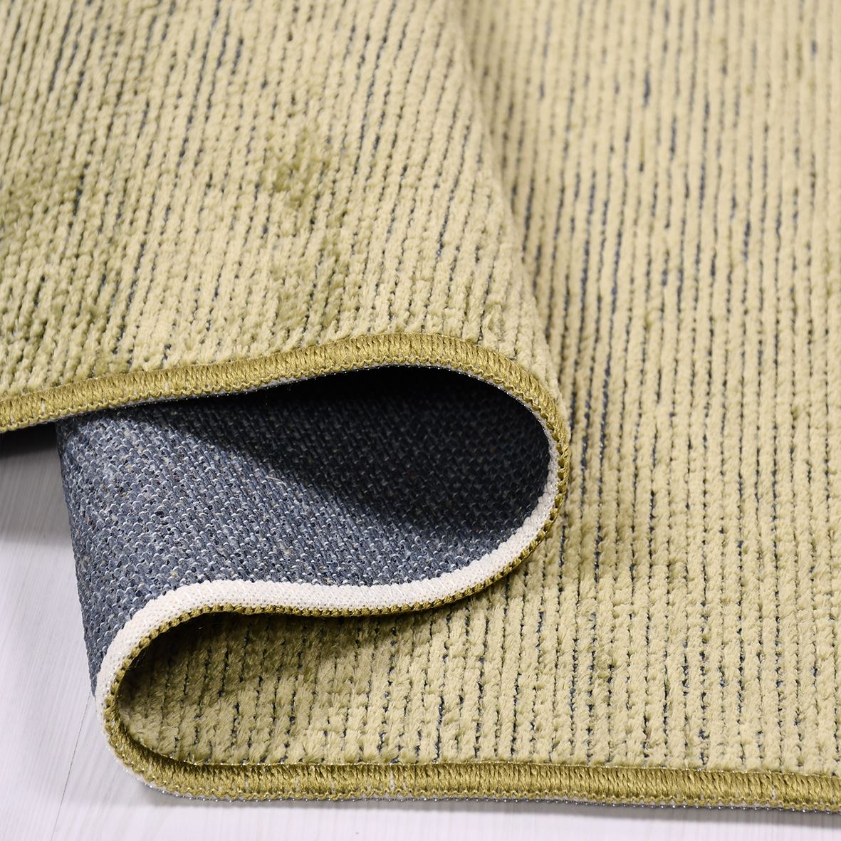 Natural Latex Area Rug - Modern Cotton 7mm Pile Non Slip Green Floor Mat