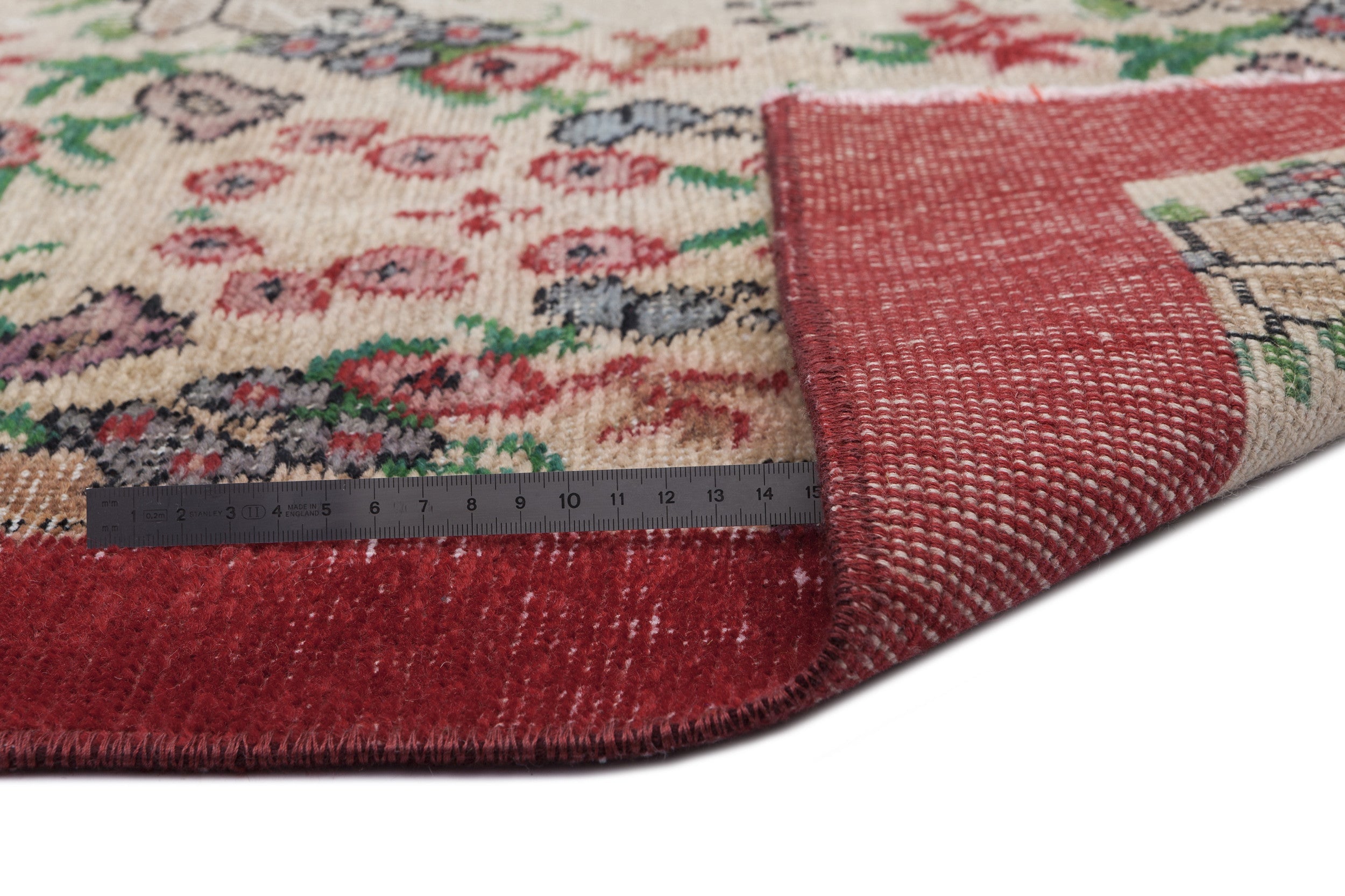 Atina Cream Vintage Wool Handmade Area Rug 5'4" x 9'4"